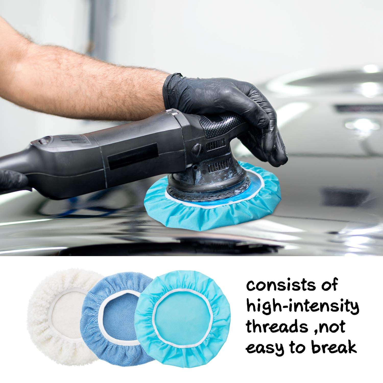 20 Pieces Car Polisher Pad Bonnet Microfiber Max Baxer Bonnet Polishing Bonnet Buffing Pad Cover (5-6 Inches) image number 2