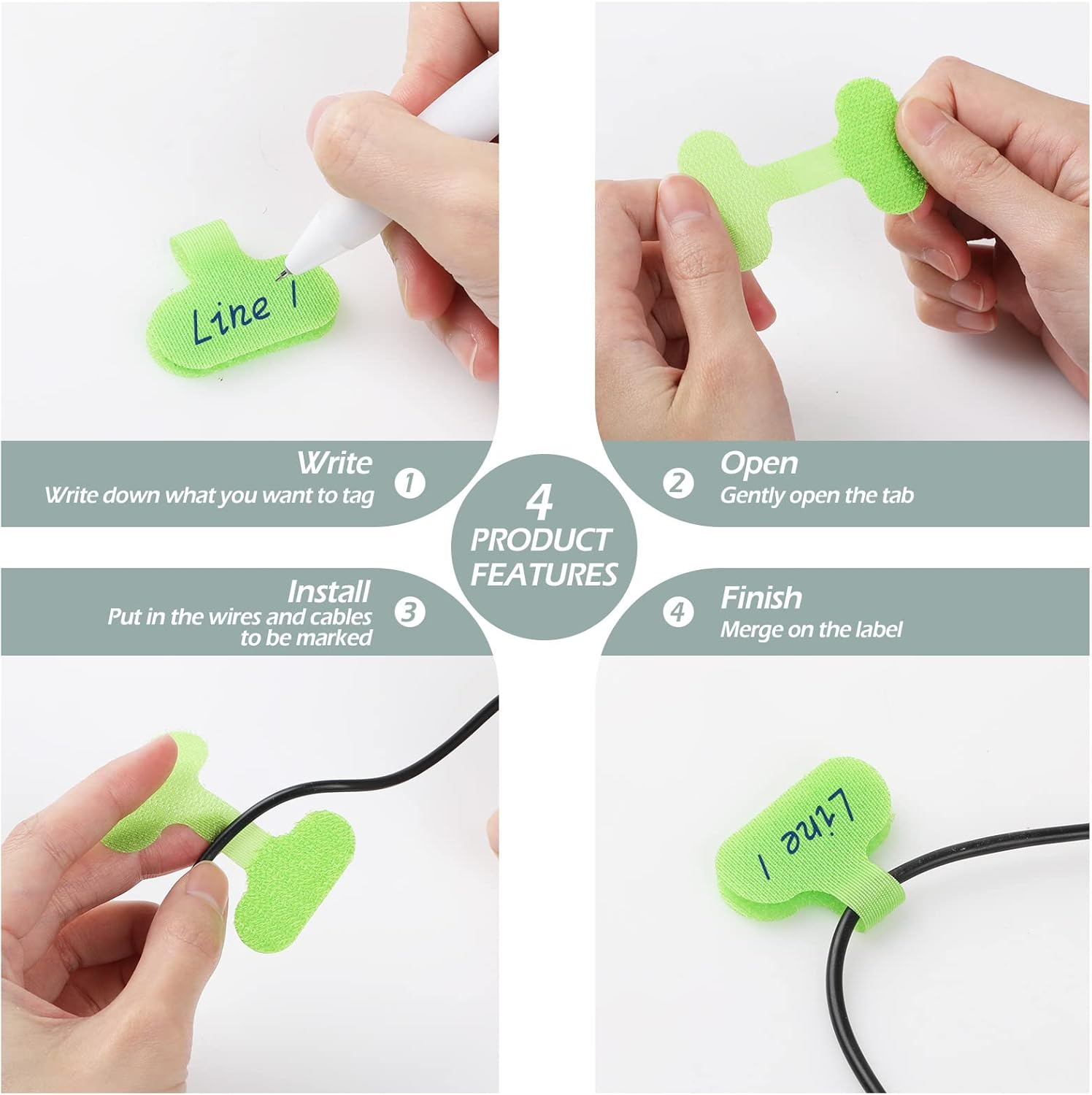 Geeric 40 Pieces Multi-Color Cord Labels, Write on Oval Cable Tags Hook and Loop Wire Tags for Cable Management Organizer, Electronics, Computers and More image number 4