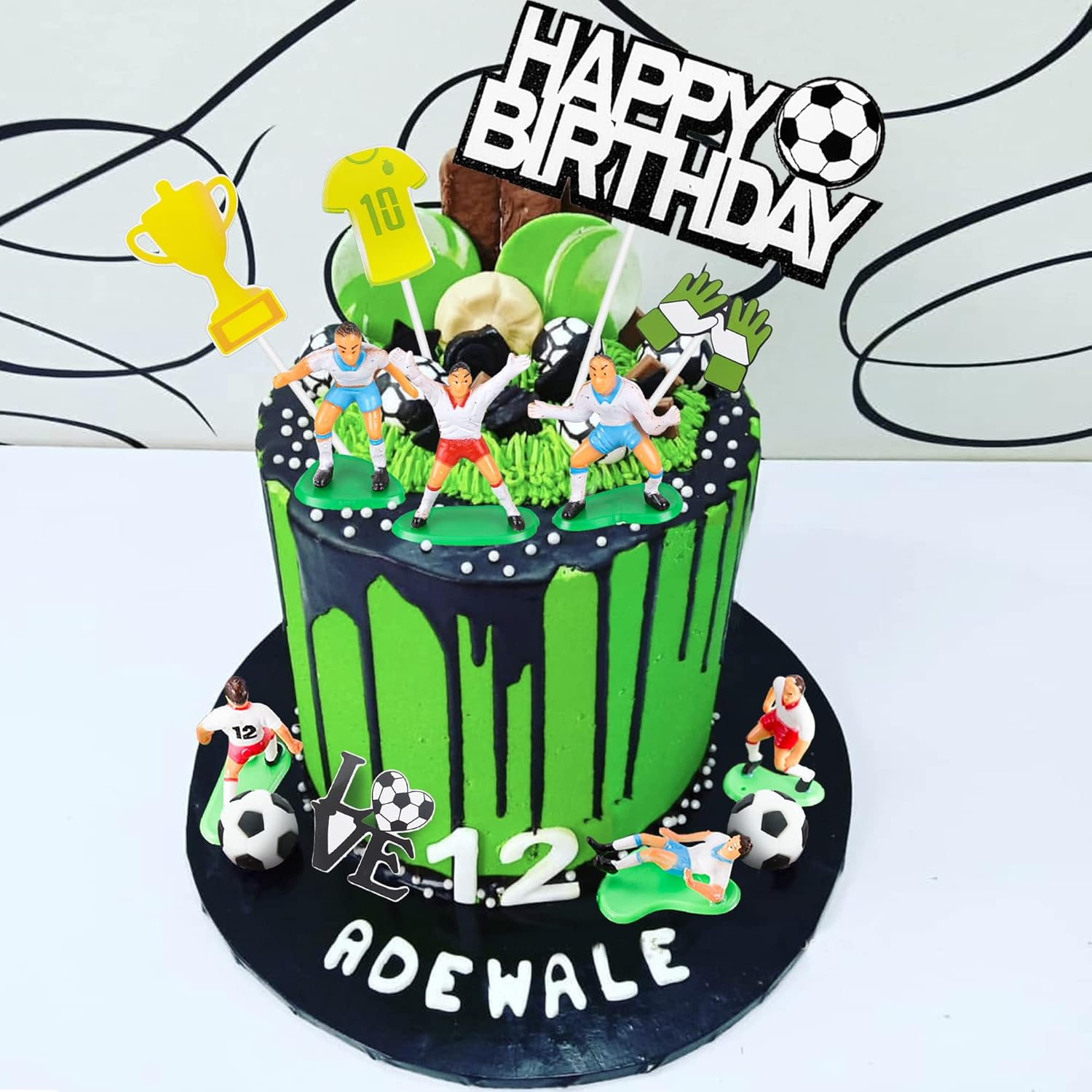 19 PCS Soccer Cake Topper Decorations Soccer Ball Player Theme Cake Toppers for Soccer Party Football Party Men Boy Kid Birthday Party Sport Club Party Supplies (Soccer) image number 5