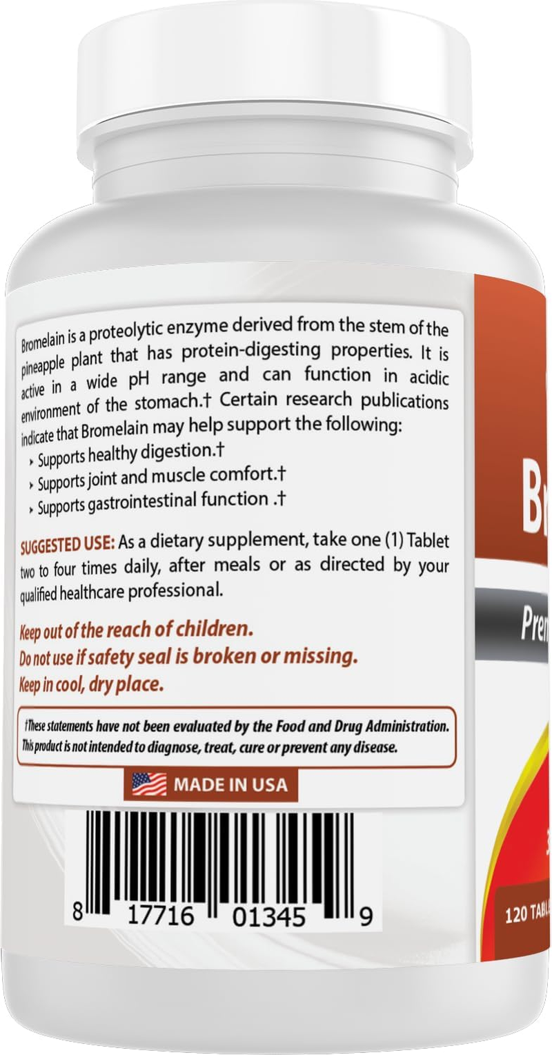 Best Naturals Bromelain 500Mg 120 Tablets (120 Count (Pack of 2)) image number 2