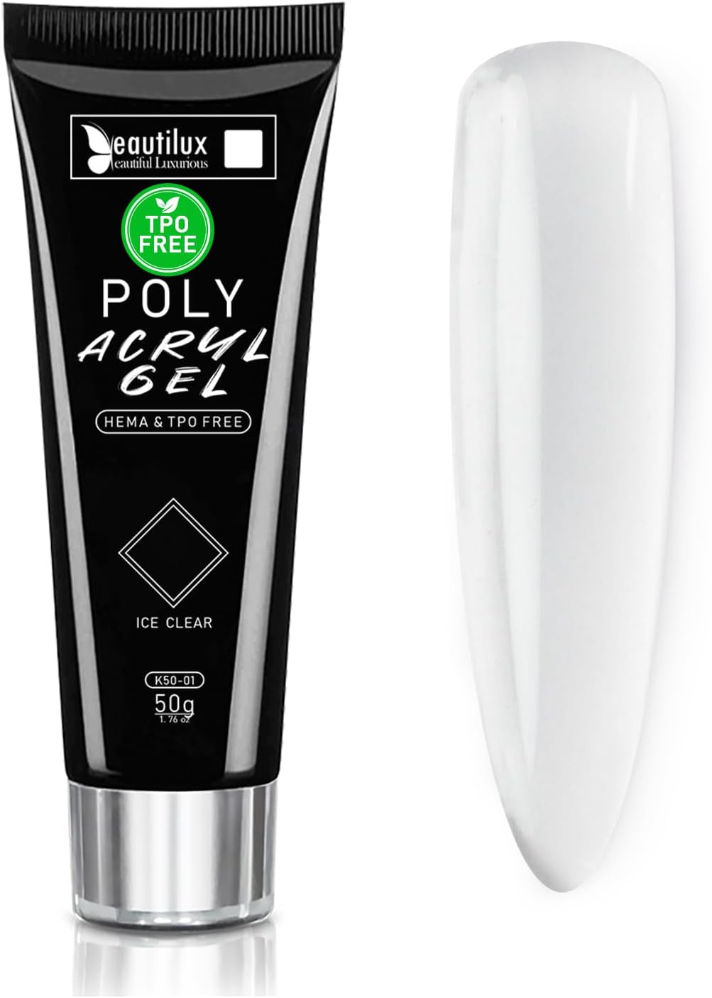 Beautilux Acrylic Gel for Nails - Pink, Long Lasting Nail Art, Quick Extension, Natural Look, UV Gel for Starters - 50 Ml