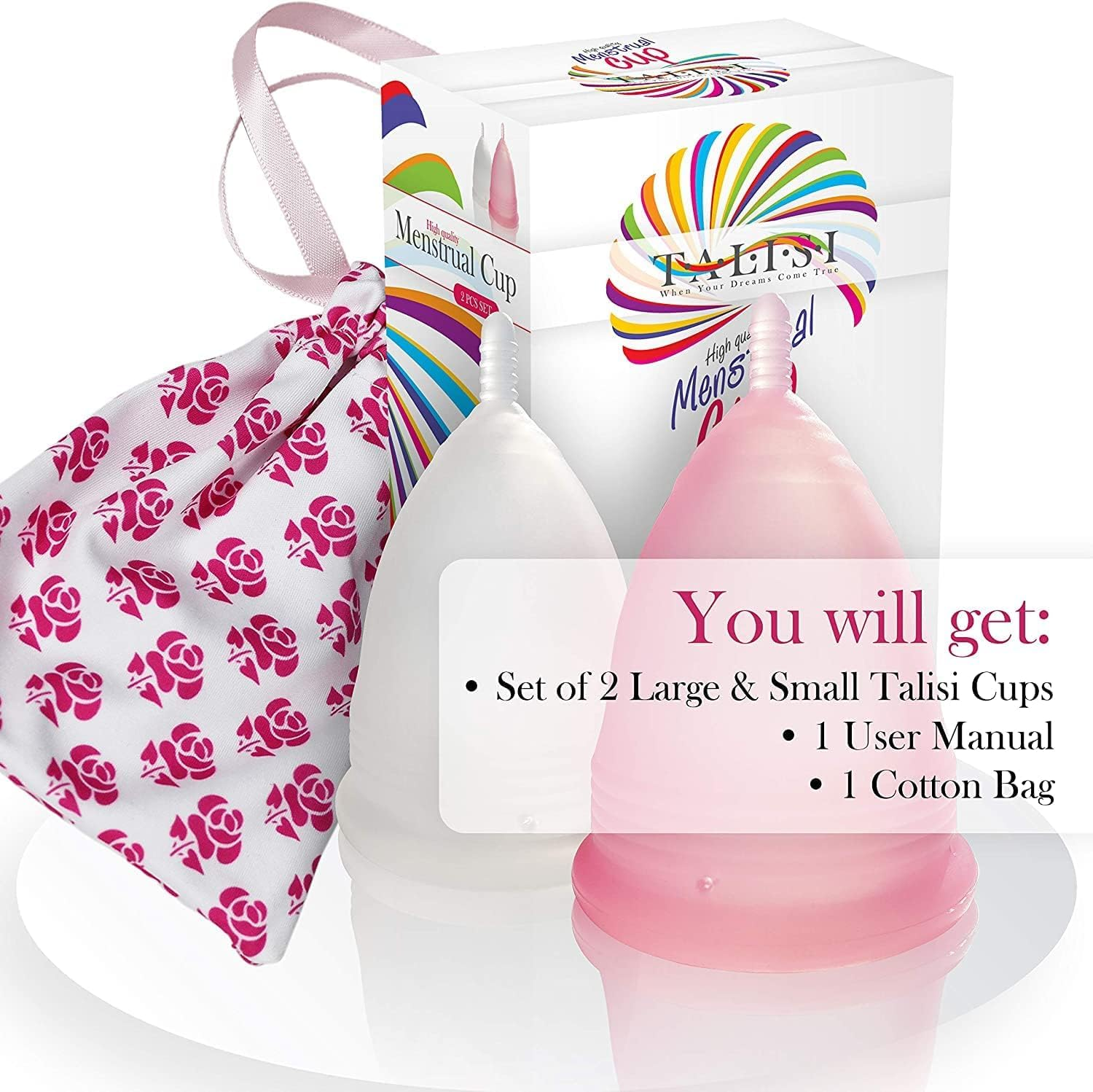 Talisi Menstrual Cups Set of 2 Period Cup Reusable Small Large Sizes Silicone Soft Cups Regular and Heavy Flow Feminine Hygiene Products Tampon and Pad Alternative Protection Copa Menstrual Organic image number 6