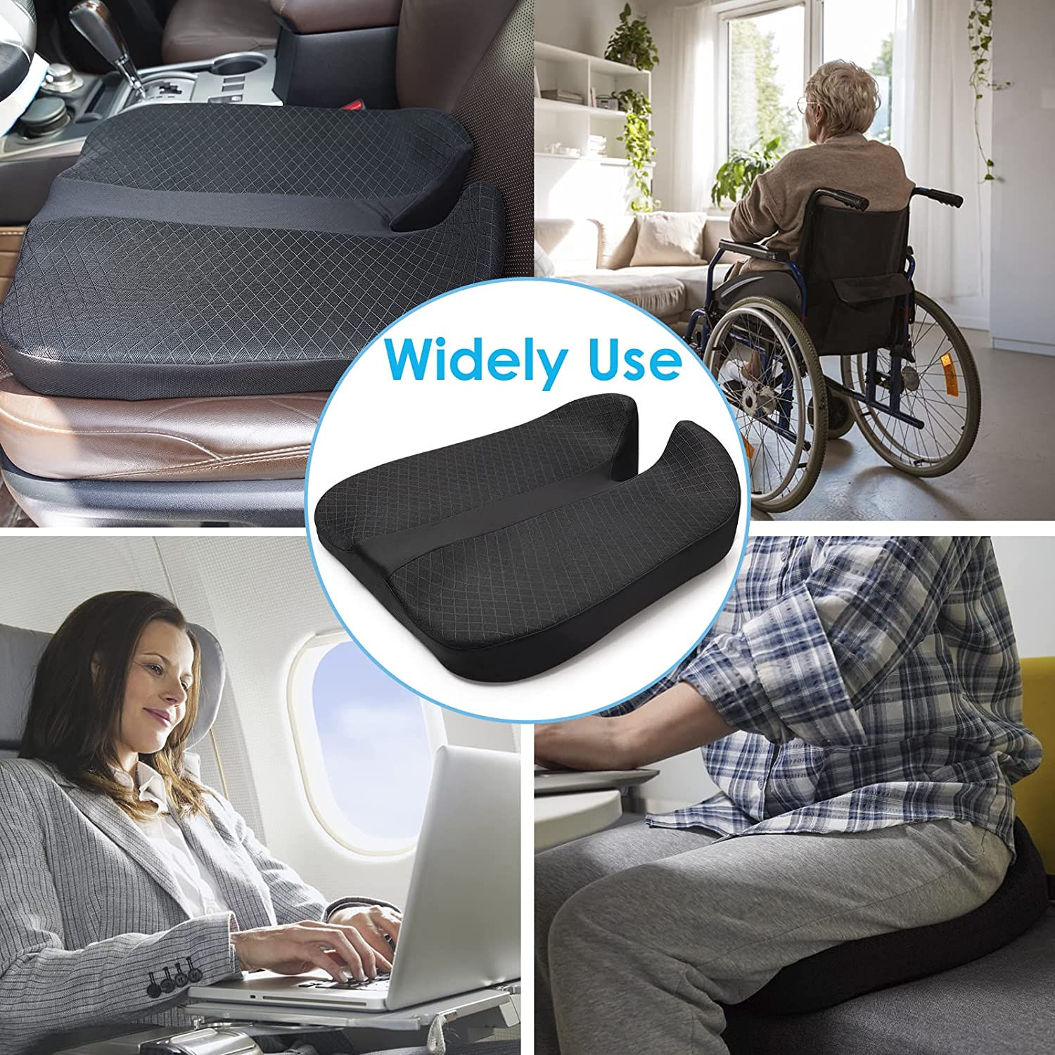 Comfortable Memory Foam Coccyx Cushion, Designed to Relieve Tailbone Pain, Sciatica, Ergonomic Chair Cushion, Suitable for Long Sitting in Car, Office, Travel, Wheelchair, Skid-Proof, Washable Cover image number 4