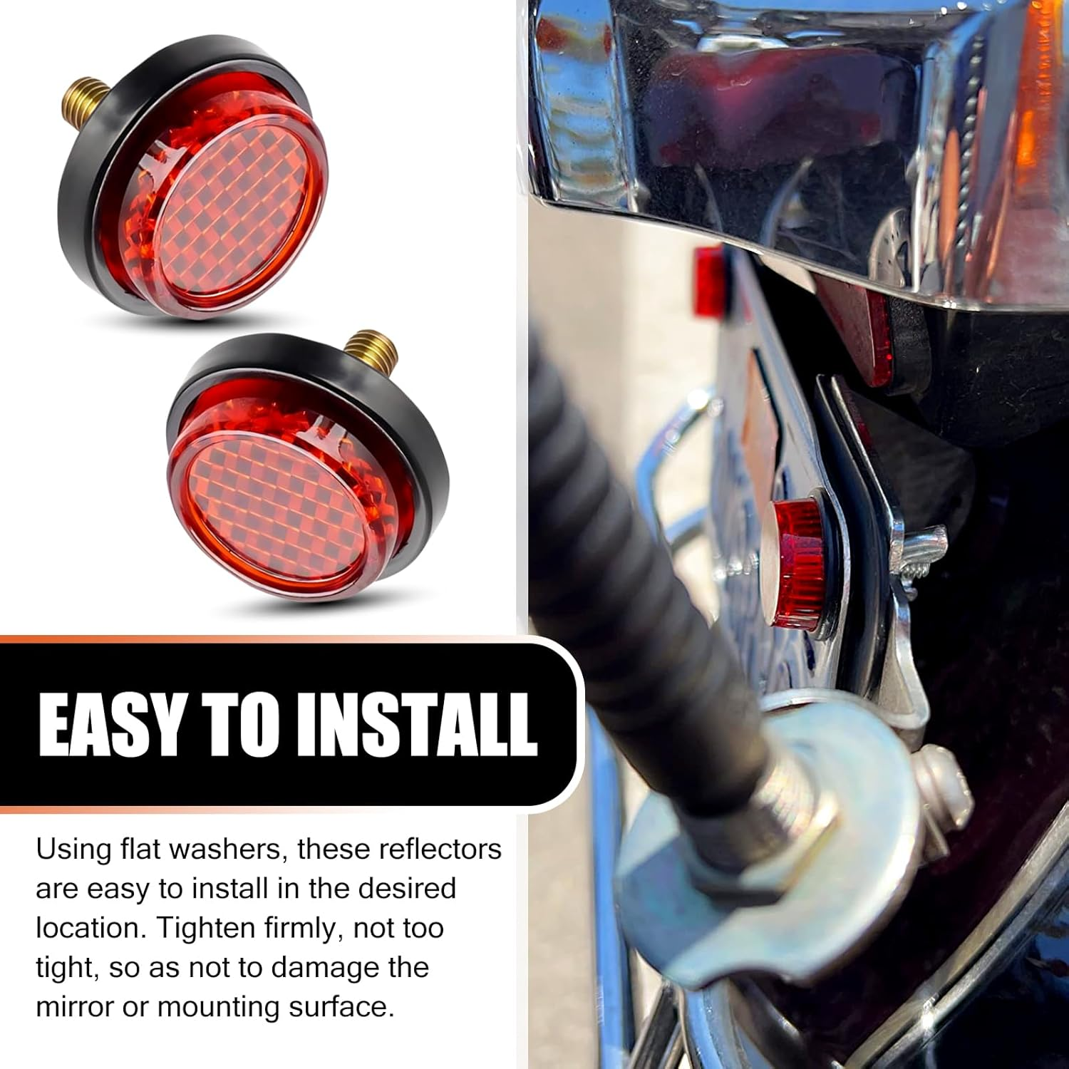 6 PCS round Rear License Plate Reflector, 0.94" Mini Decorative Reflector with Fixing Screws, License Plate Screw Fastener Kit, Universal for Motorcycle License Plate (Red) image number 4