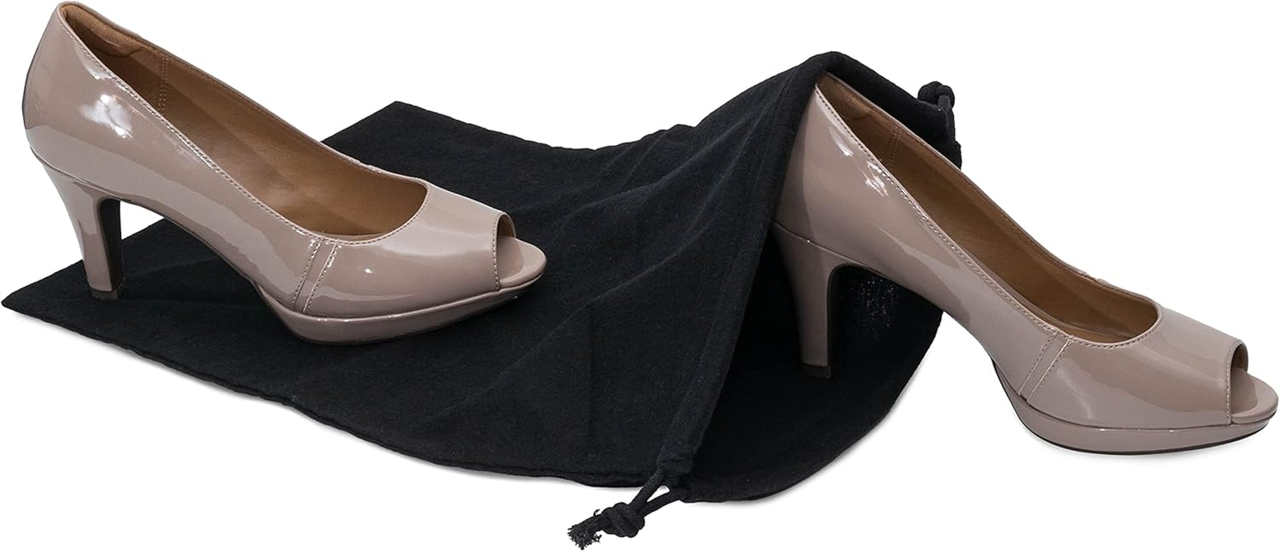 ZENPAC Shoe Dust Bags, Duster Flannel Pouch with Drawstring Closure, Washable, Breathable, Travel, Home Essentials for Luggage, Accessory Storage, Black, 12X17 Inch (Pack of 2) image number 3