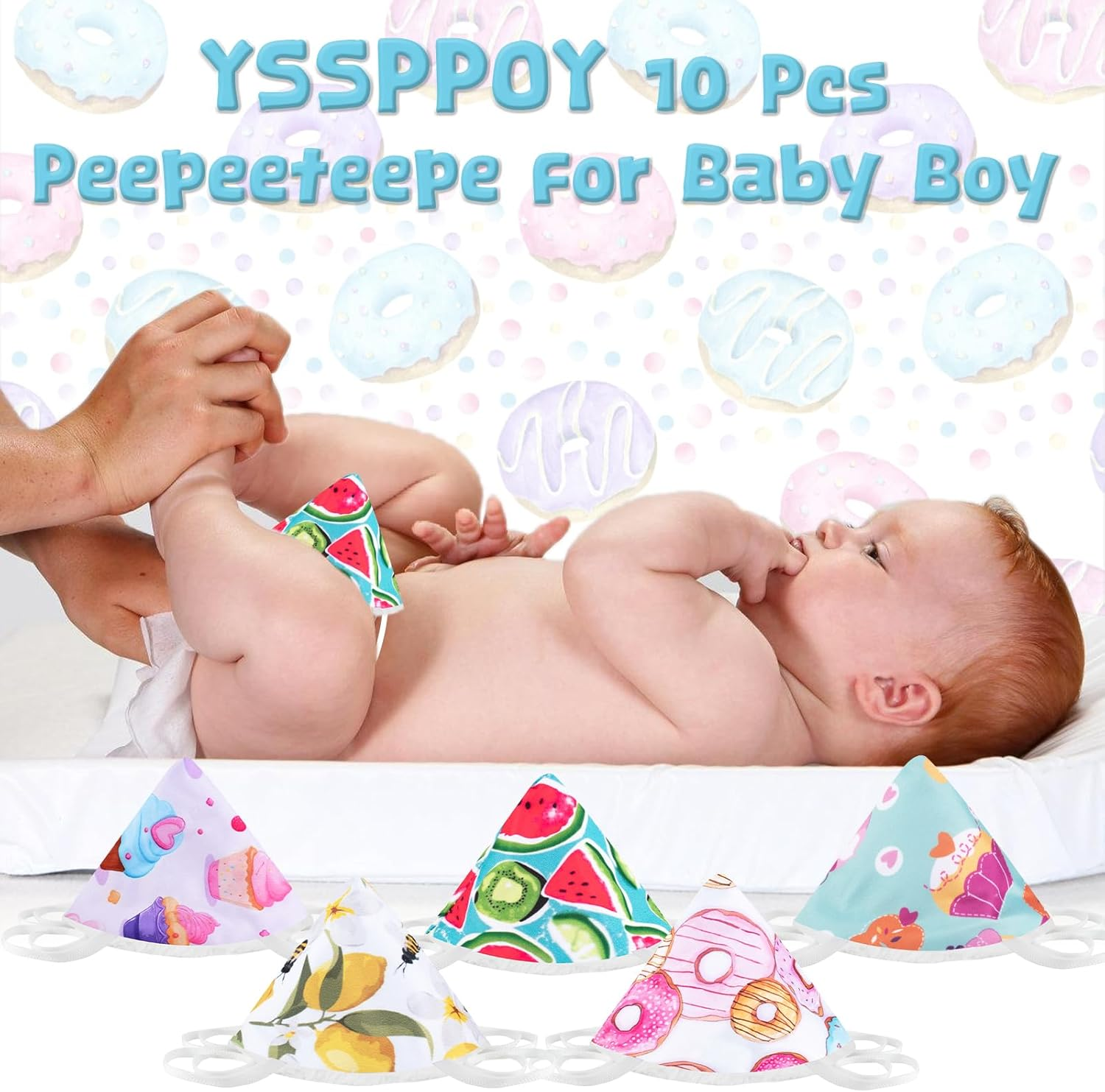 10 Pcs Peepeeteepe Baby Boy with 4 Straps, Pee Peep Teepee Baby Boy with Storage Bag & Laundry Bag, Strong Water Absorption Pee Covers for Baby Boy Newborn image number 3