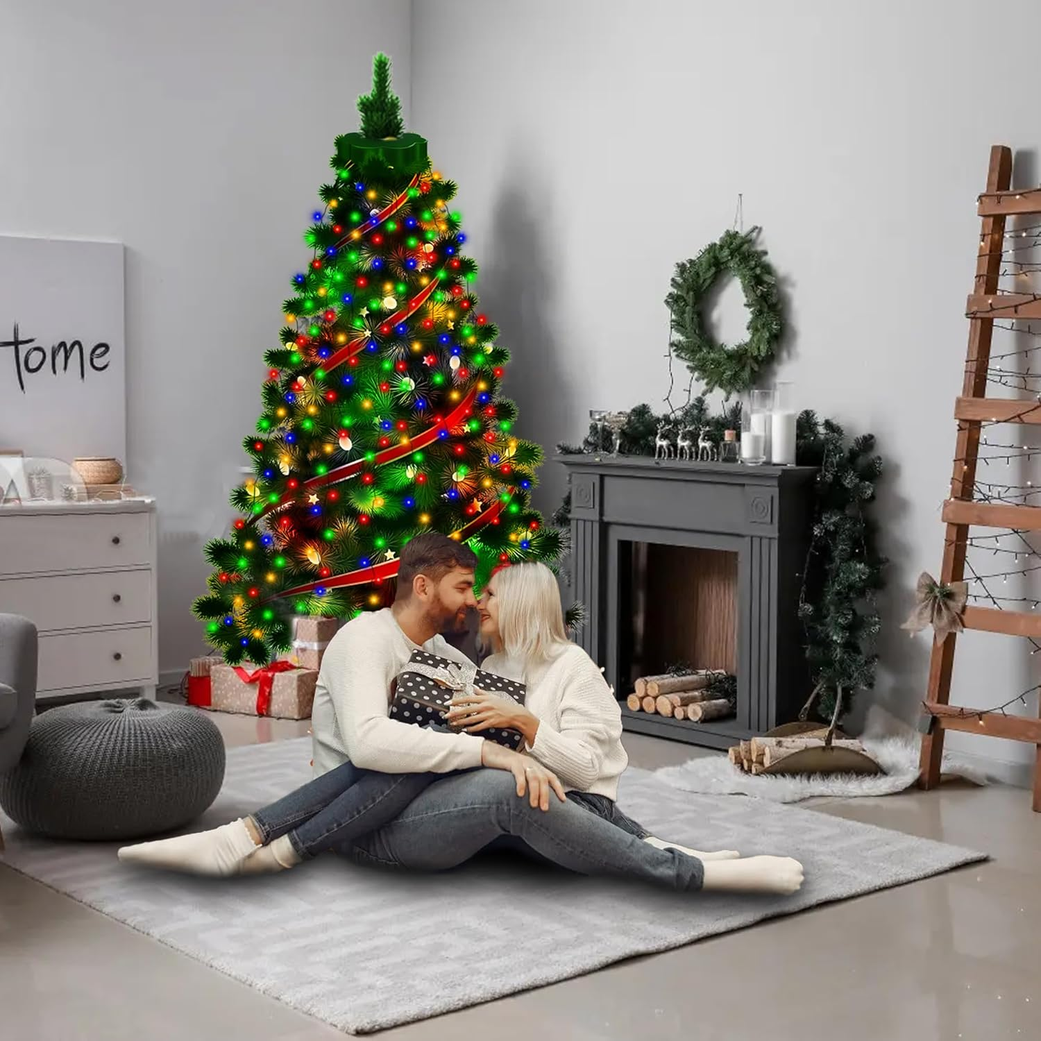 Christmas Lights, 10 Line 280 Led Christmas Tree String Lights, Plug-In 8 Mode Twinkle Lights, Waterproof Festoon Fairy Led Lights for Indoor Outdoor Yard Garden Patio Xmas Tree Decorations, Colorful image number 3