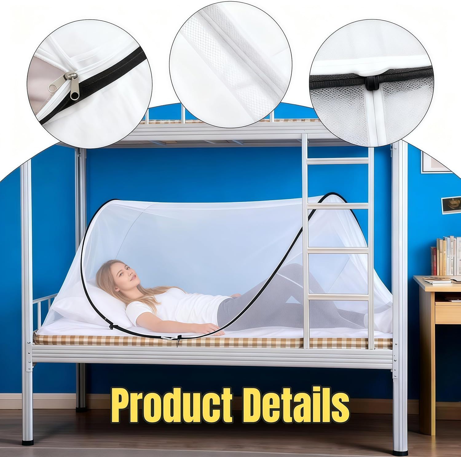 77 * 30 * 23 Inch Large Pop up Mosquito Tent, Portable Foldable Mosquito Net for Bed Camping Travel Patio image number 1