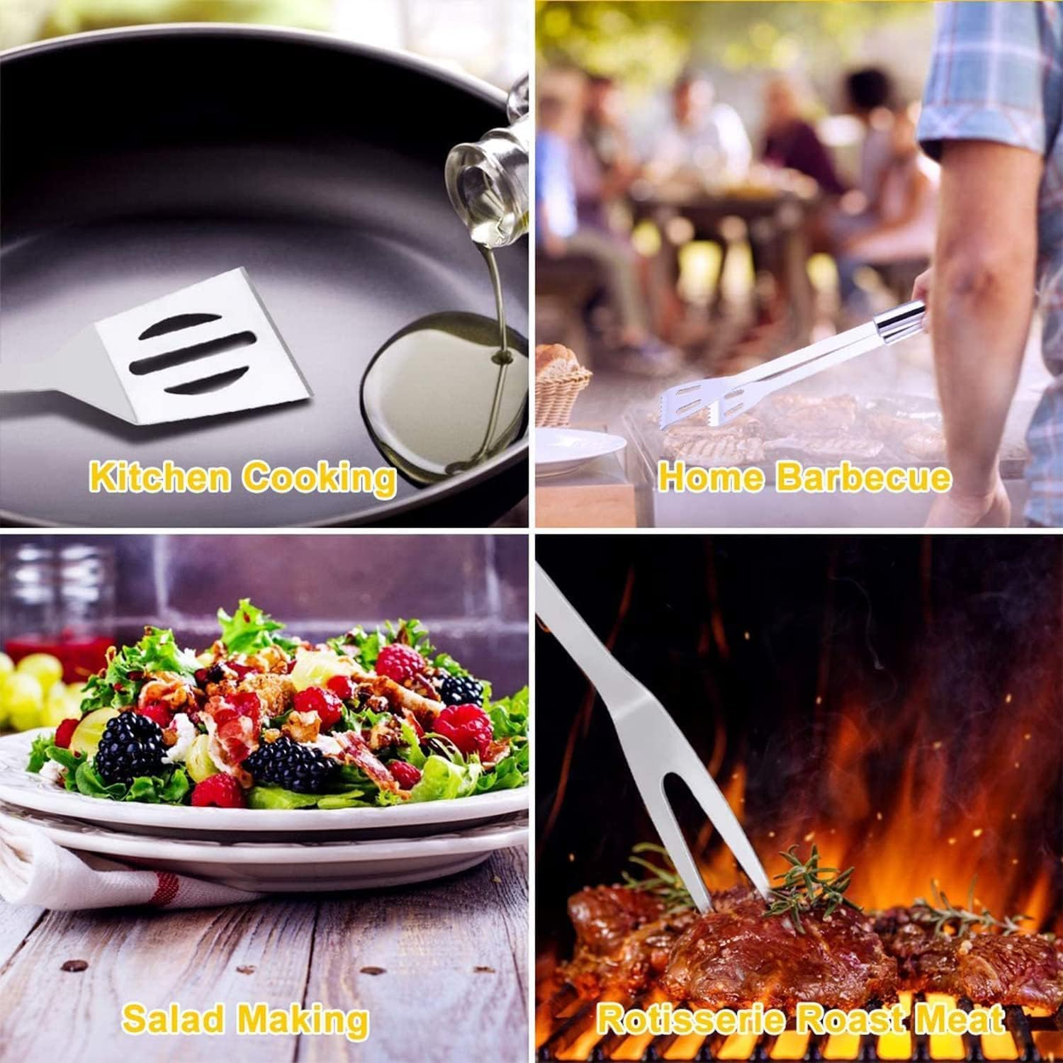 BBQ Grill Tools Set Grill Kit 9Pcs Barbecue Accessories Stainless Steel Grill Set Heavy Duty BBQ Grilling Accessories Tools Set with Carry Case for Men Women Camping Grilling image number 1