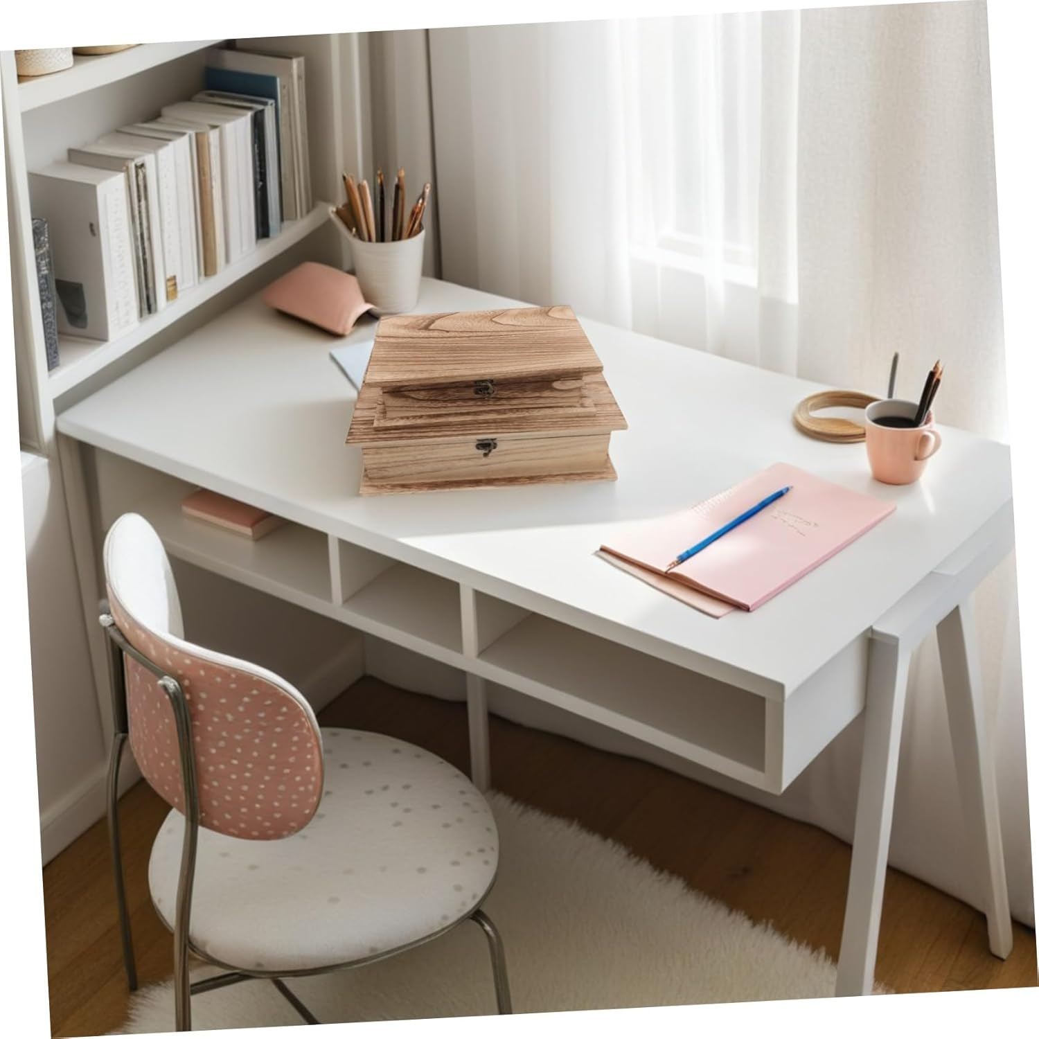 2Pcs Wooden Bible Storage Box Jewelry Organizer Keepsake Box Unfinished Wooden Multi-Purpose Desktop Organizer