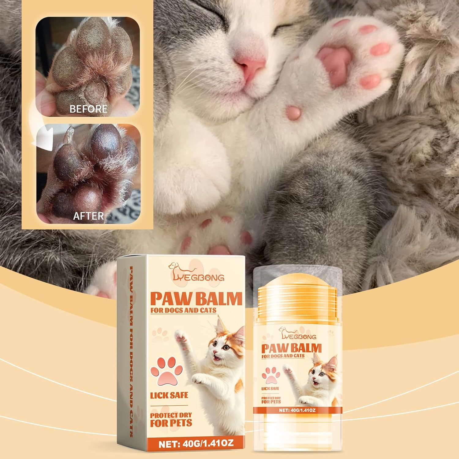 Cat Paw Butter,Natural Leak-Proof Dog Paw Balm,Moisturizing Ointment for Dogs & Cats,Winter Protection for Paws, Nose & Elbows - Ideal for Travel & Outdoor Adventures image number 1
