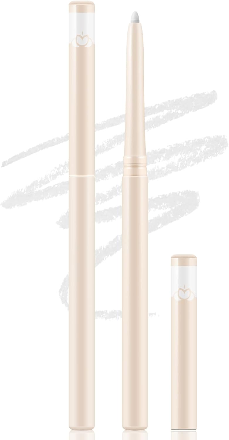 Apooliy 2Pcs Eyeliner,Highly Pigmented Eyeliner Pencil，Smooth Creamy Eye Liner，Waterproof White Eyeliner，Long Wear Black Eyeliner，Brown