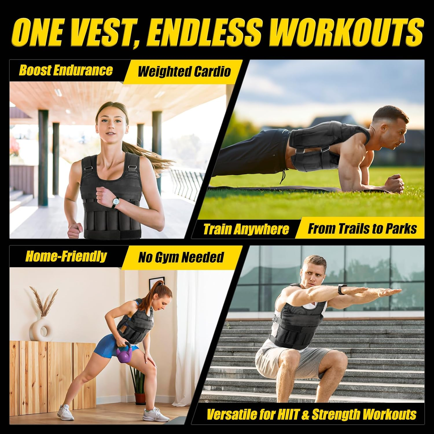 ATERCEL Weighted Vest for Men and Women, 4 to 12Lbs Adjustable Workout Vest for Strength Training, Running, Fitness, Muscle Building, Weight Loss, Weightlifting, Walking, Jogging, Home Exercise image number 1