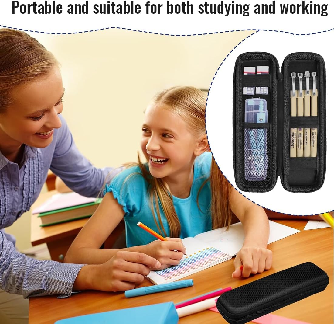 Small Pencil Case, Pencil Case, Hard Pen Case, Shockproof Pencil Case, Pencil Case for Executive Fountain Pen for Office, School (Black, Small) image number 1