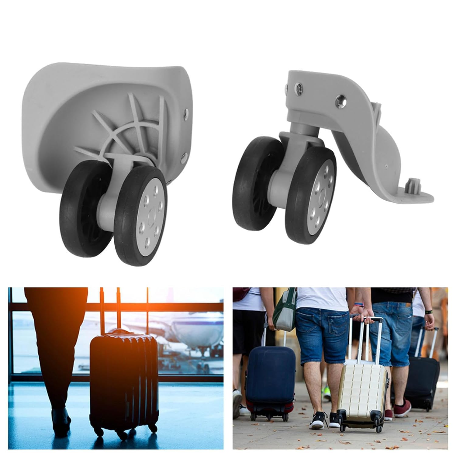 2 Pcs 360 Swivel Luggage Wheels Replacement, Lockable Suitcase Caster with Screws for Replacement, Travel Suitcase Silent Wheel Repair Set image number 2