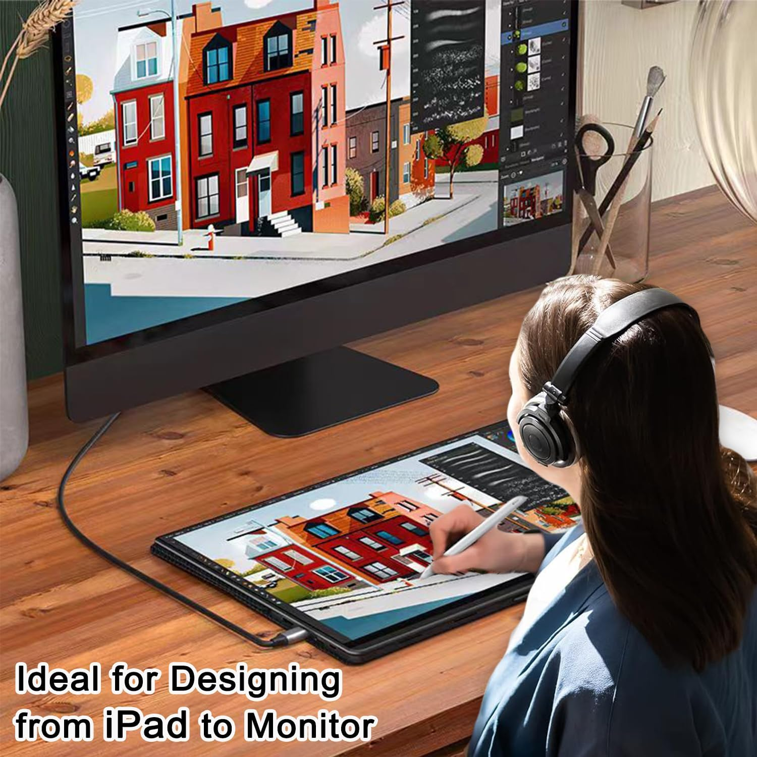 USB C to HDMI Cable 4K@60Hz 2M HDMI to USB C Adapter for Home Office Thunderbolt 4/3 to HDMI Cable Video Adapter Compatible for Iphone17 16 Pro for Macbook Pro/Air for Surface for XPS for Galaxy Etc