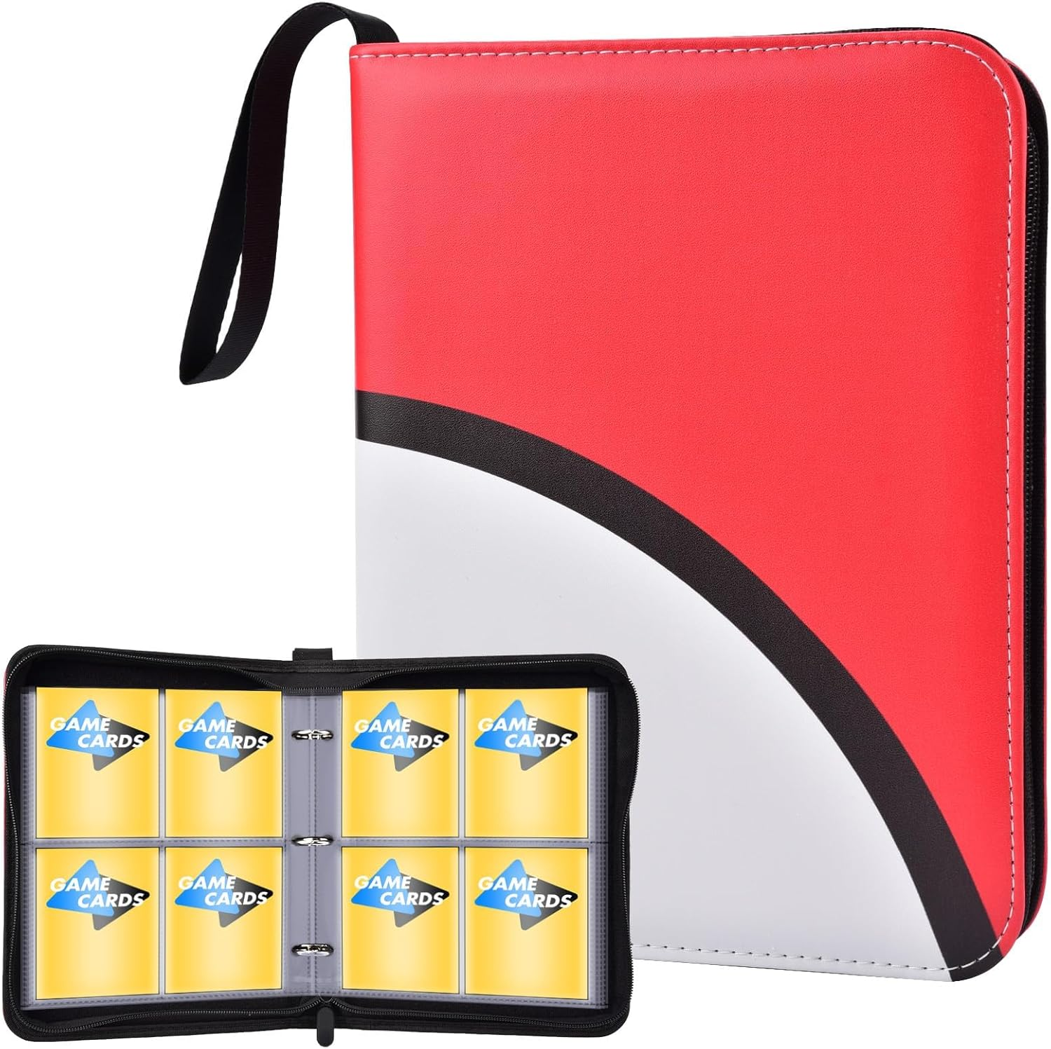 Portable 4-Pocket Trading Card Binder, Holds 400 Cards with 50 Removable Sleeves Baseball Card Binder, Compact Card Album Organizer for Game & Sports Cards