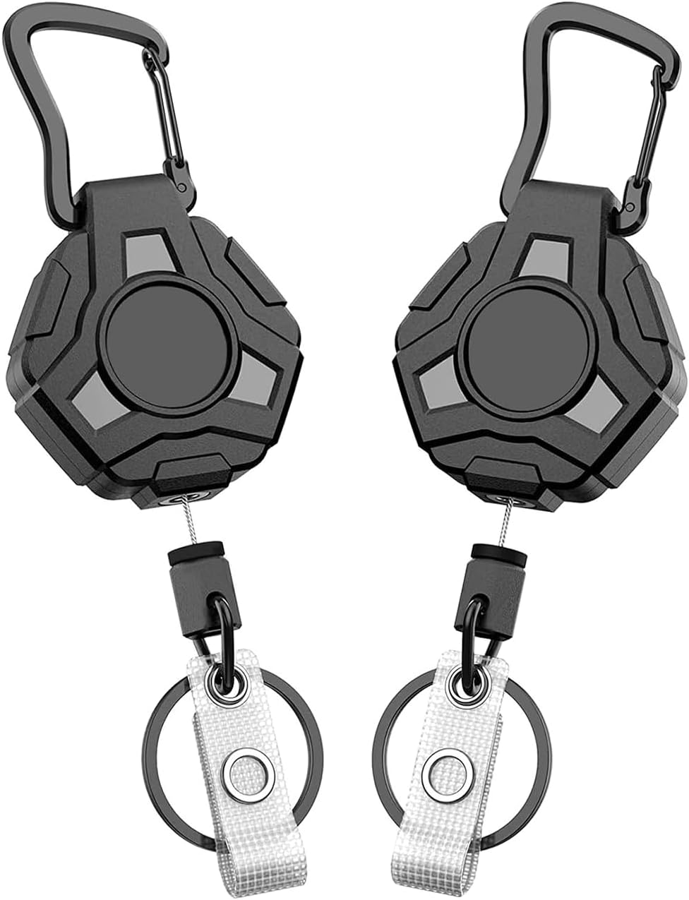 2 Pack Retractable Keychain, Lanyard Retractable Keyring Heavy Duty, ID Badge Reel with 81Cm Steel Wire Rope, Extendable Badge Holder with Clip - Black image number 6