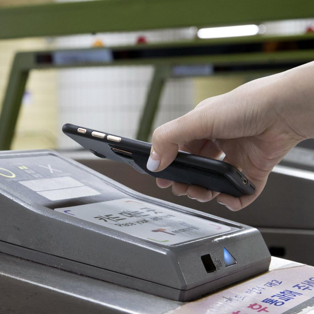 Sinjimoru Secure Card Holder for Back of Phone, Stretchy Fabric Cell Phone Wallet Stick on Credit Card Case for Iphone & Android. Sinji Pouch Flap Black - Grey image number 6