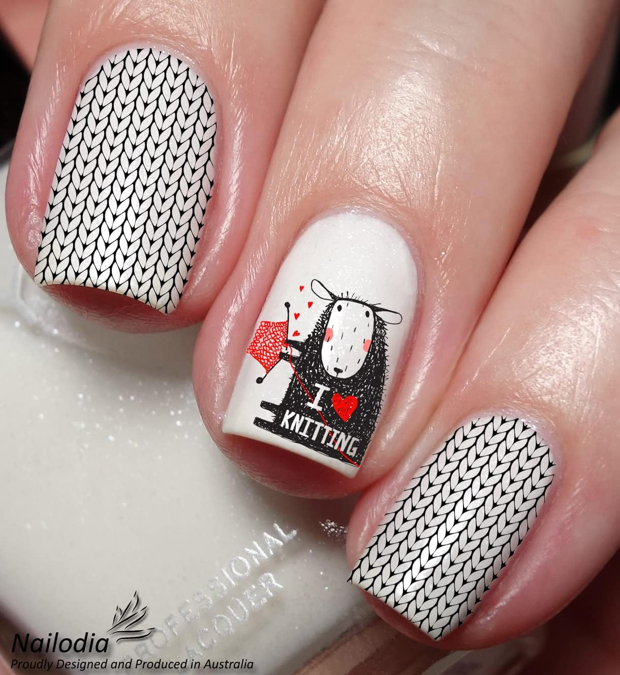 Knitting Cat & Wool Ball Nail Art Decal Sticker image number 3