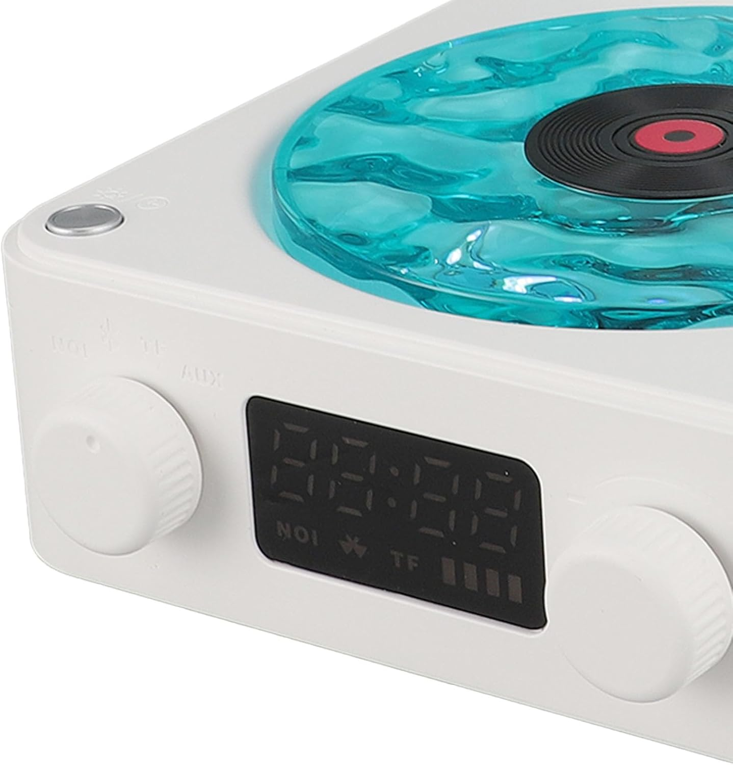 2024 Aqua Speaker, Record Player, Waves Record Player, Stylish Speaker with Night Light and Time Display, 3 in 1 Multifunction Small Stereo Speaker (White)