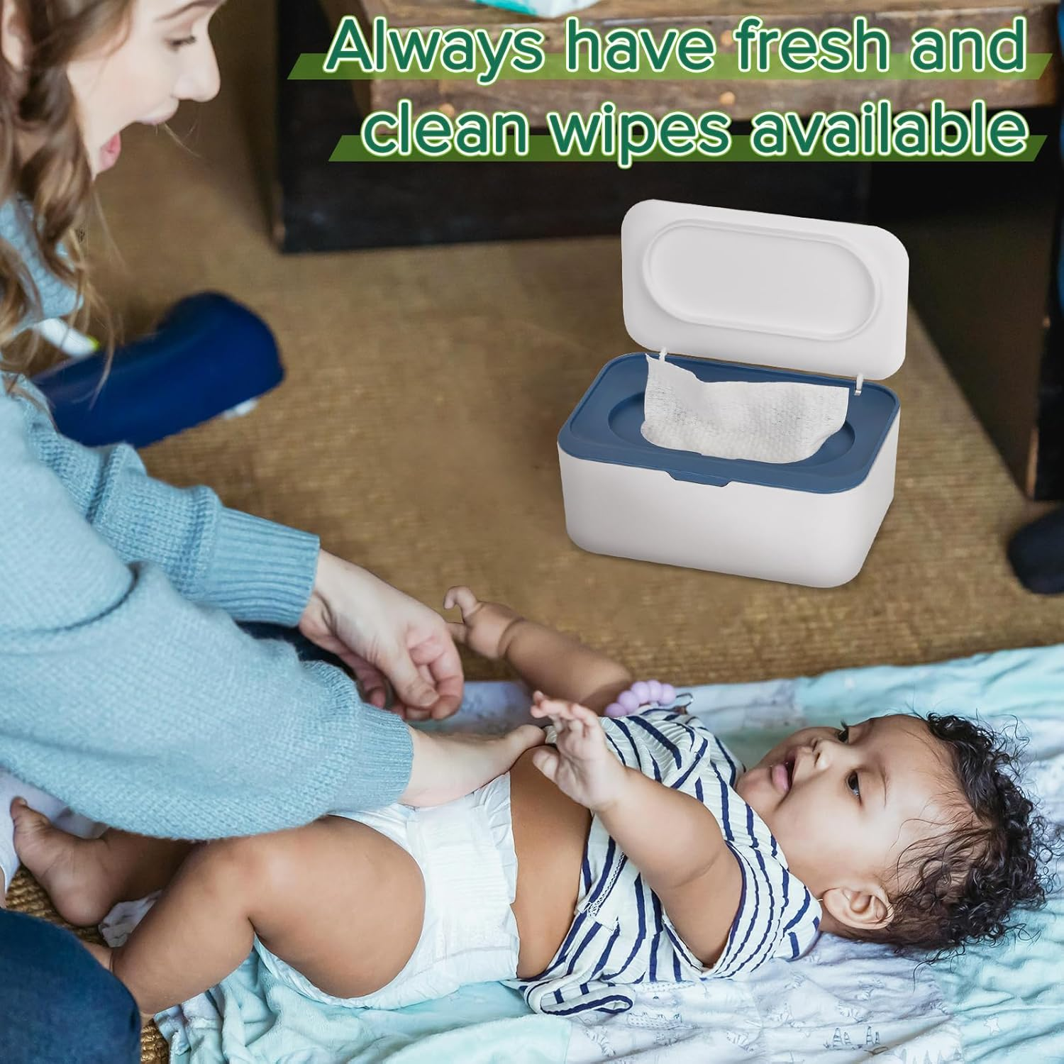 2 Pack Baby Wipes Dispenser, Wipes Case Baby Wipe Holder Keeps Wipes Fresh, Non-Slip, Easy Open & Close (2 Pack Blue) - 2 Pack Gray image number 6
