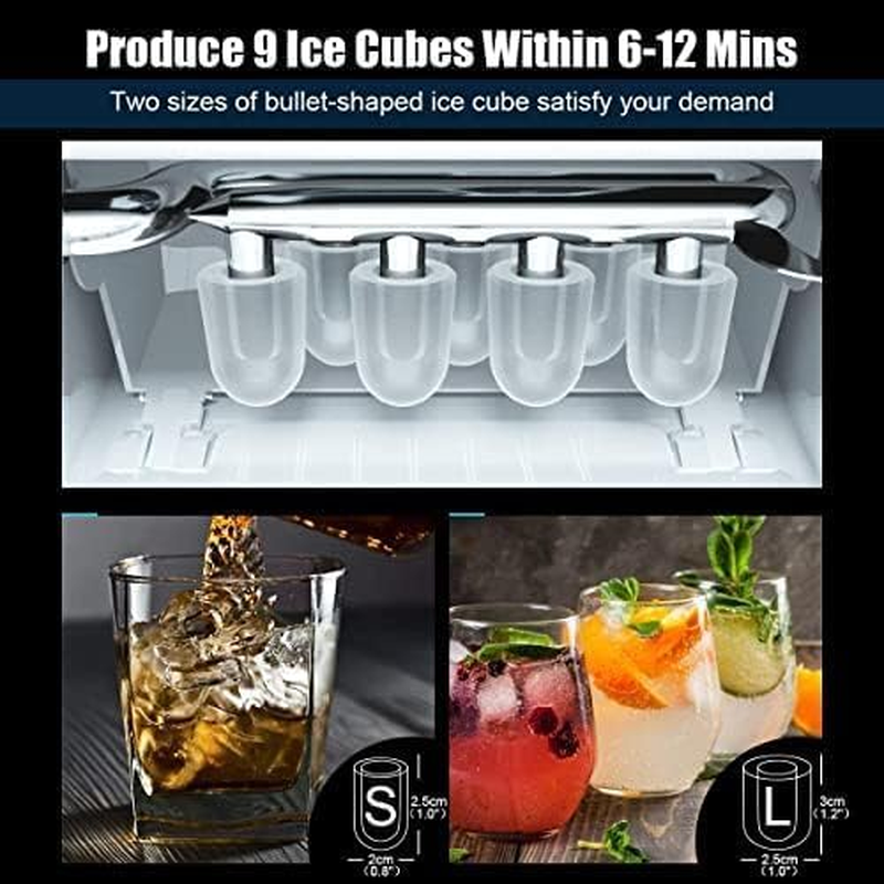 ADVWIN Countertop Ice Maker Built-In Water Dispenser, 12KG/24H, Portable Ice Cube Machine for Home, Bar, Party image number 1
