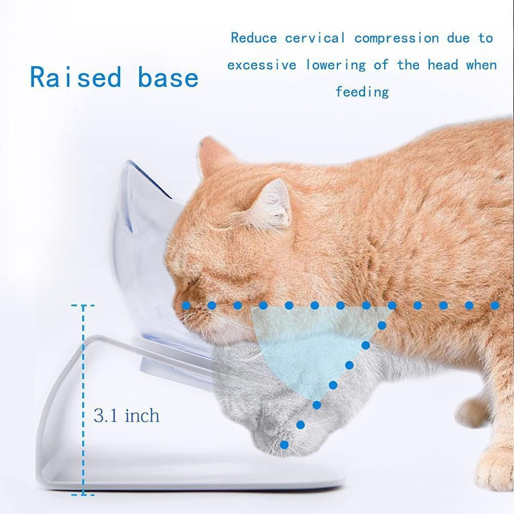 Cat Bowls Double Elevated with Raised Stand, 15&deg;Tilted Cat Bowl Design Neck Guard Stand Raised Pet Food Water Feeder Bowl for Indoor Cats and Small Dogs Kitten Dishes Rabbits (Black) image number 1