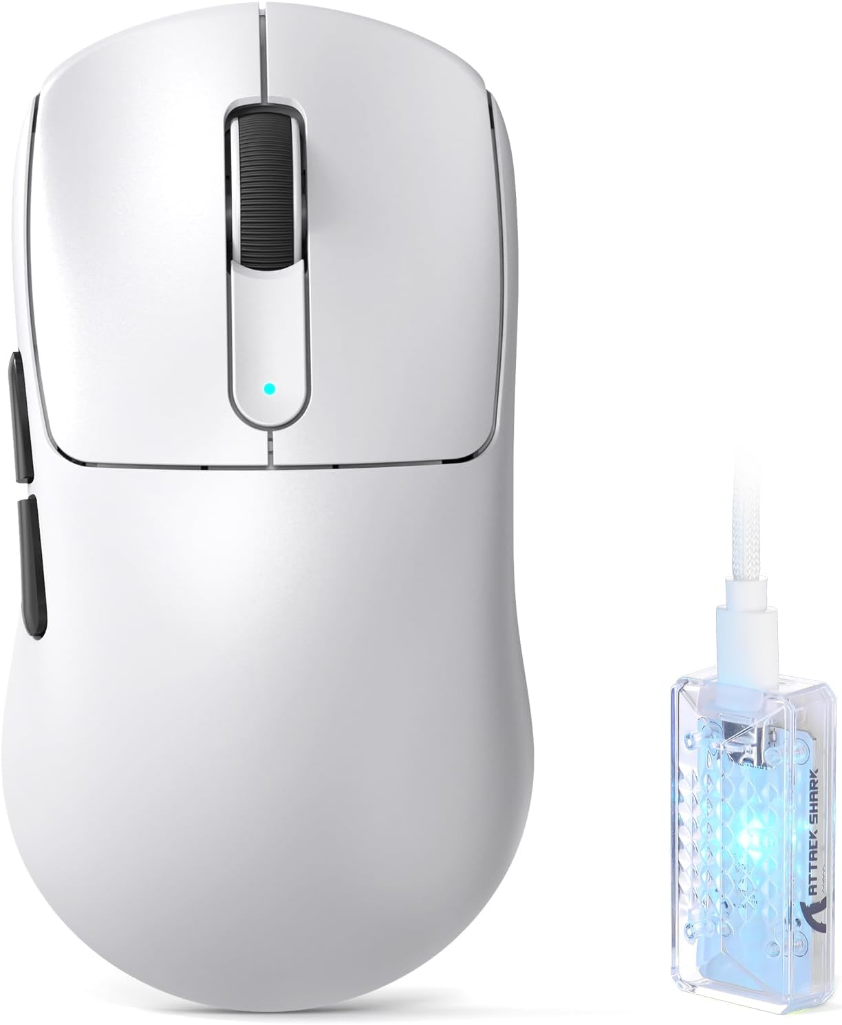 ATTACK SHARK V5 Wireless Gaming Mouse with 42000 DPI -PAW3950 MAX Sensor -55G Ultra-Lightweight-Nordic 52840 Mcu,Wired/Bt/2.4Ghz Wirelss Programmable Mouse for Pc/Mac (White) image number 4