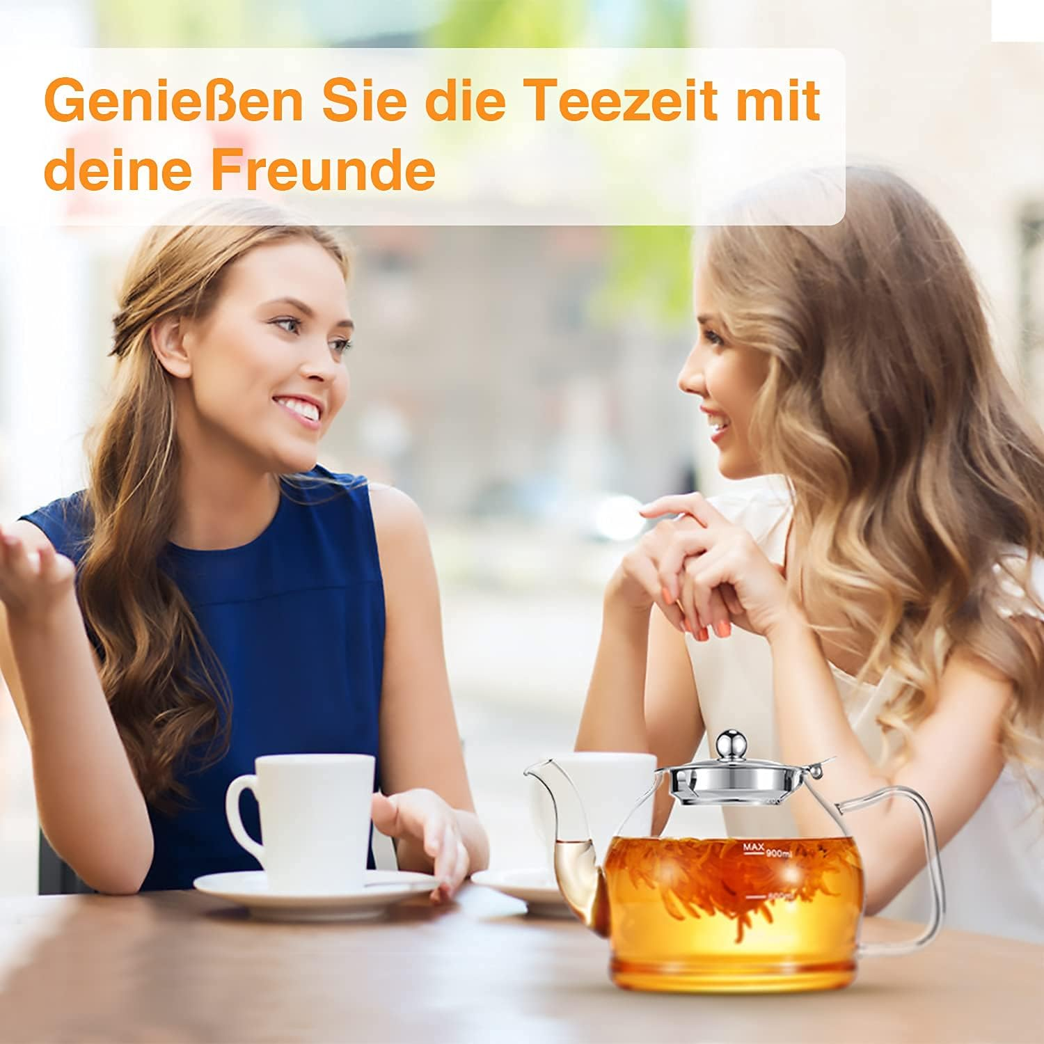 Glass Teapot 1200 Ml with Strainer Insert, Borosilicate Glass Tea Service - Dishwasher Safe image number 6