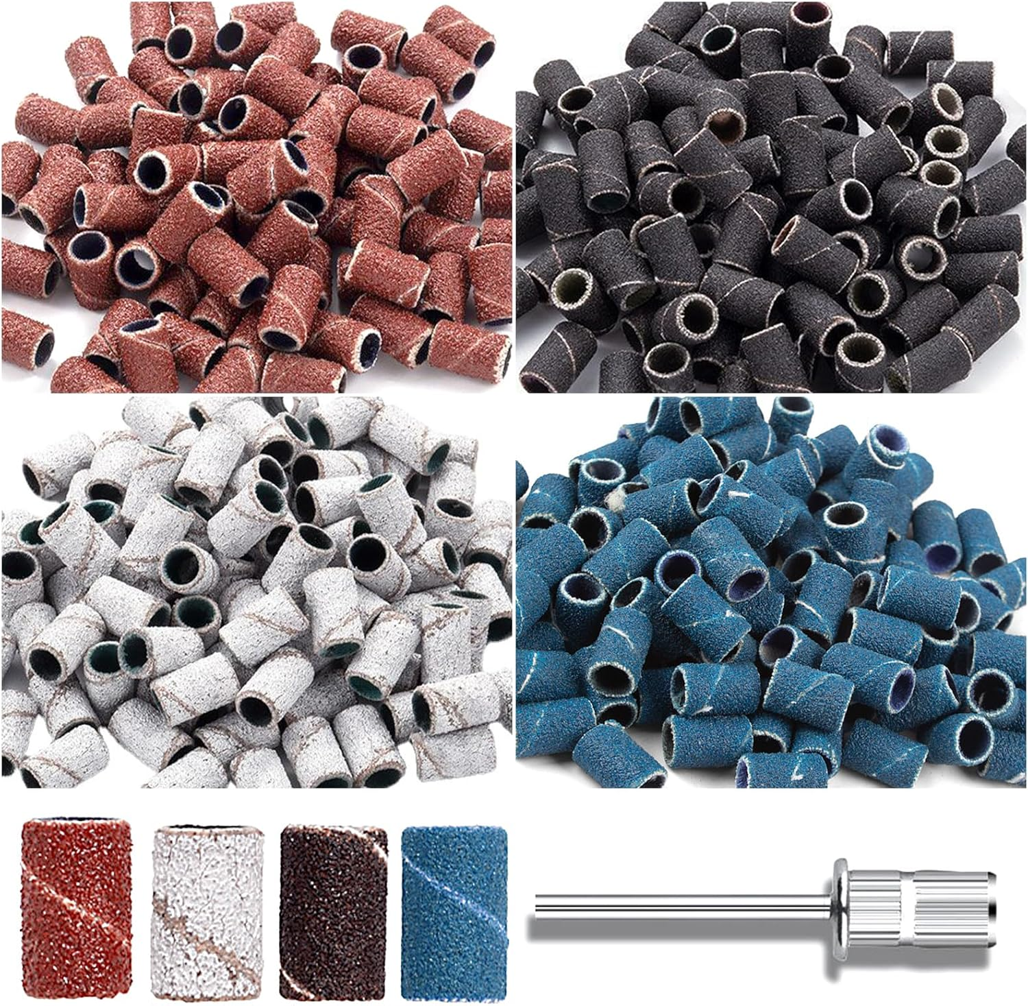 Sanding Sleeves Nail Cutter 200 Pieces Sanding Caps for Nail Cutter 80/120/180/240 Grit Mixed Sanding Belts Set for Gel Nails Manicure