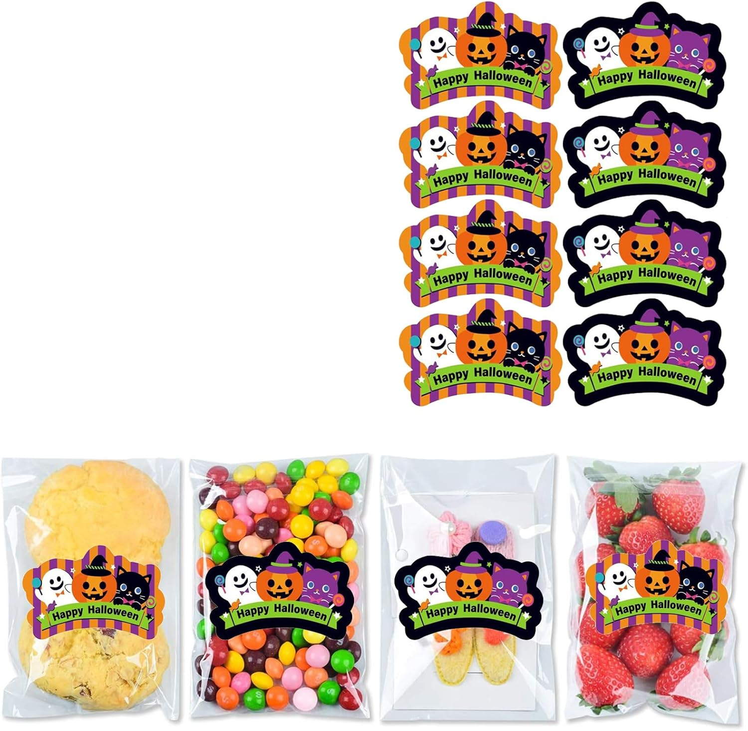 Happy Halloween Sticker Labels, Tuoyi 80Pcs 10 Sheets Ghost Pumpkin Cat Design,Ideal for Kids Halloween Party and Play Games image number 5