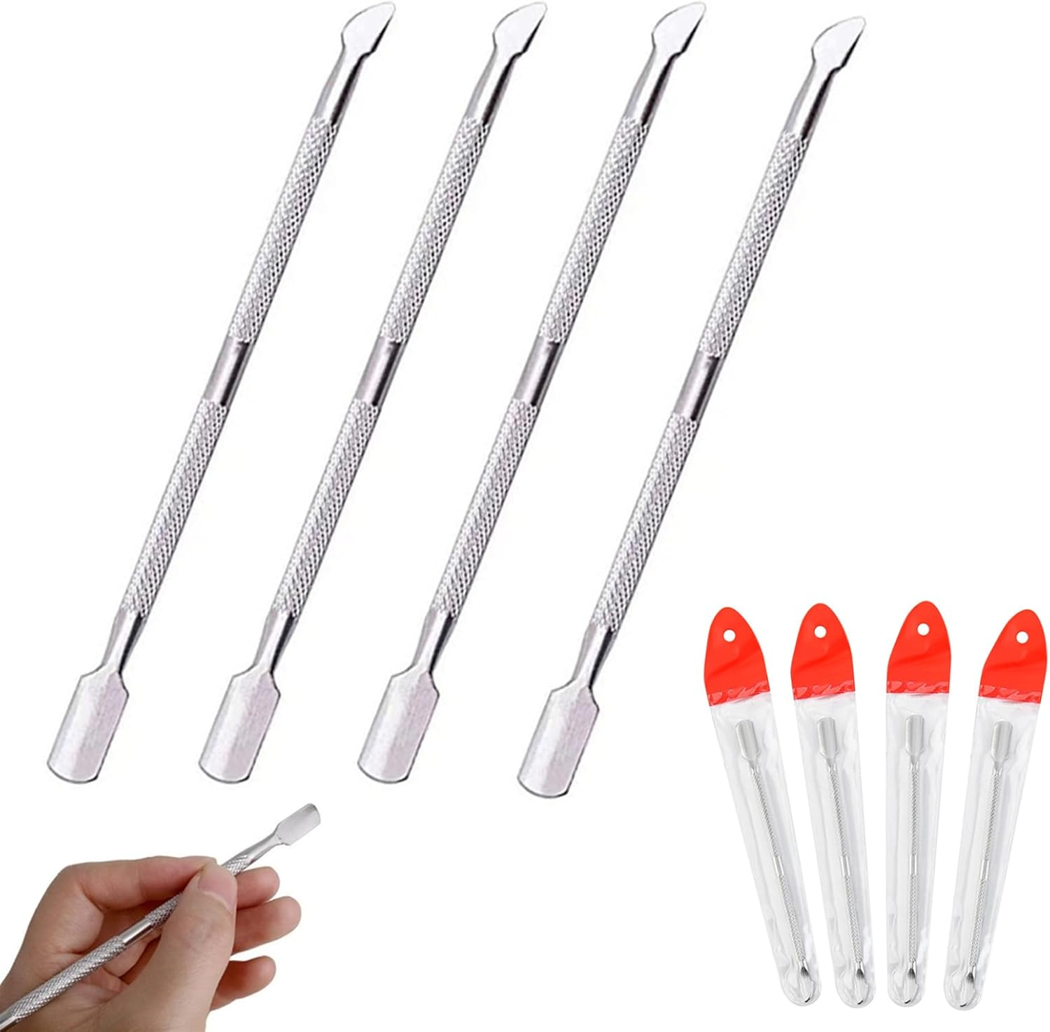 CALLYSONIC, Cuticle Pusher, Cuticle Remover, Gel Nail Accessories, Nail Accessories, 2 in 1, Cuticle Pusher 2 Sides, for Manicure, Pedicure, Nail Cleaning, Gel Nail Polish, Pack of 4 image number 3