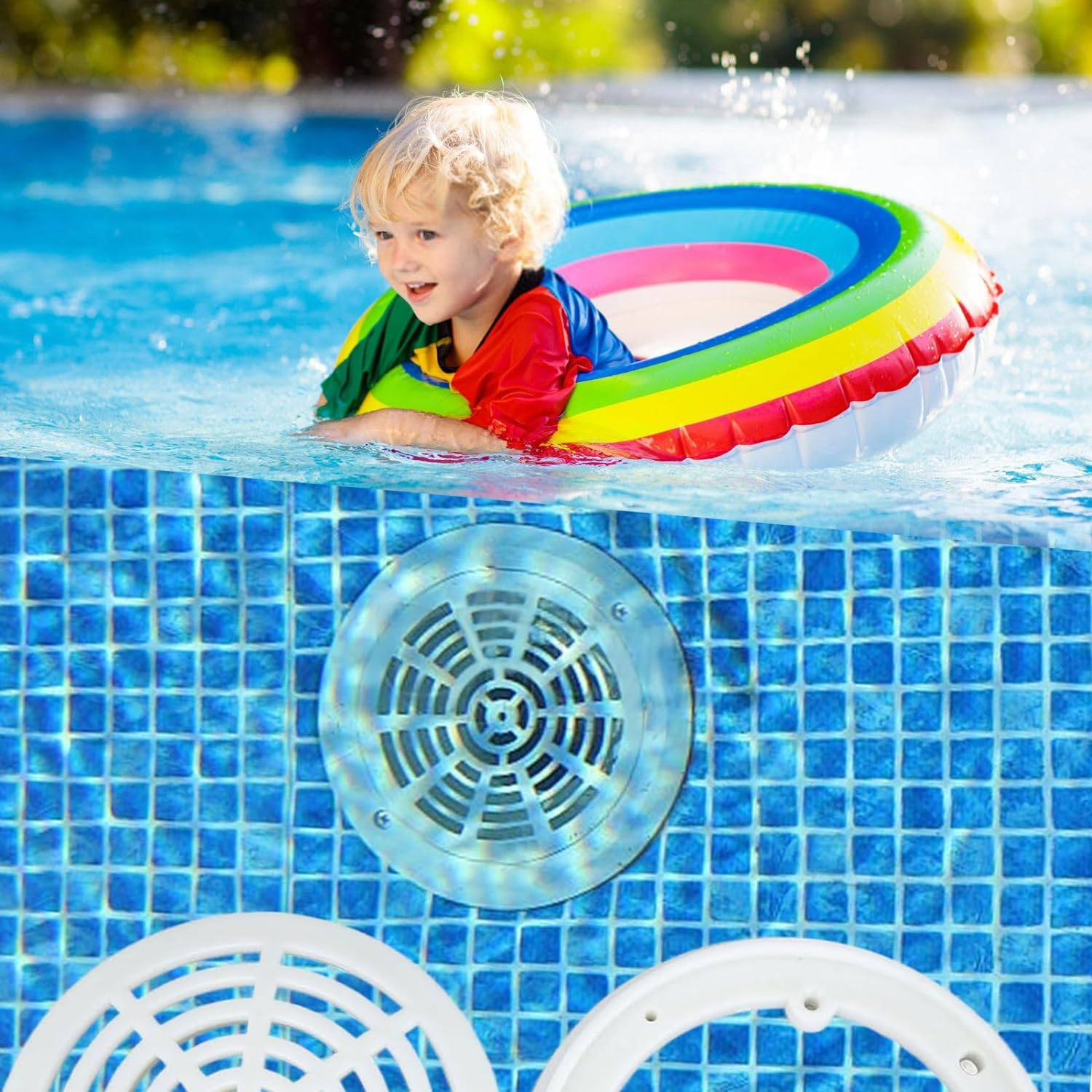 Swimming Pool Drain Port Cover Water Outlet Drainage Accessories for Pool Drainer Keep Pool Clean ABS Pool Main Grate Replacement with Screws Easy to Install Diameter 20.3Cm/7.99Inch image number 6