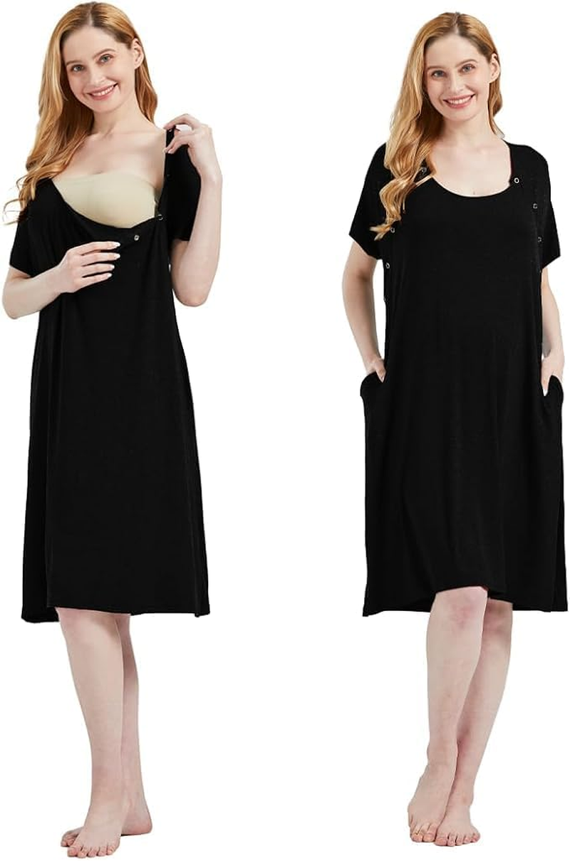 Mama & Wish Labor and Delivery Gown 3 in 1 Labor, Nursing Gown for Hospital Made with Ultra-Soft Fabric for Ultimate Comfort