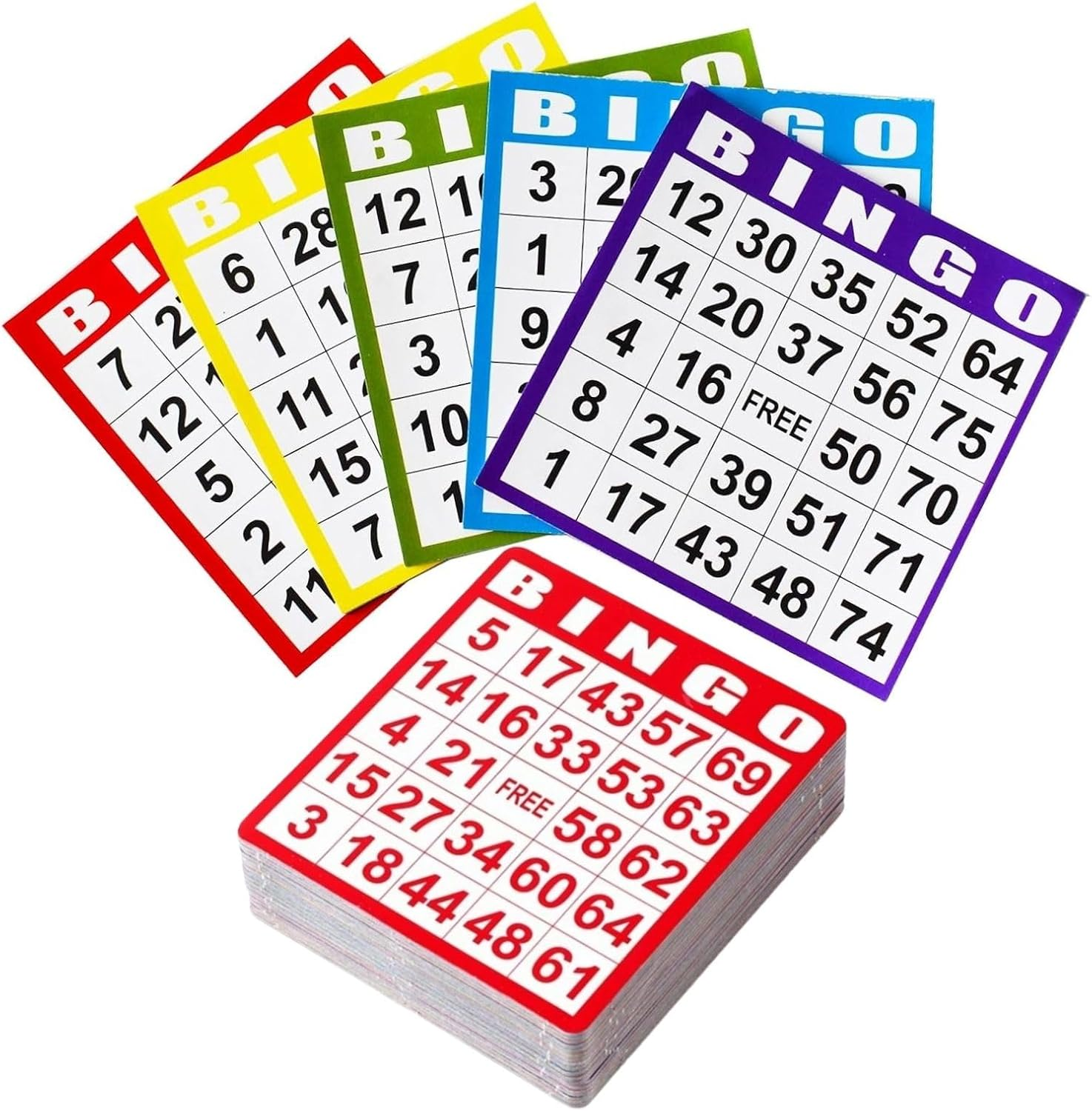 Bingo Cards-5 Colors -100Pcs Bingo Sheets Easy Read Numbers Disposable Reusable Bingo Paper Sheets,Perfect for Parties,Gatherings,Casino Nights & Events&ndash;Easy to Use for All Ages image number 6