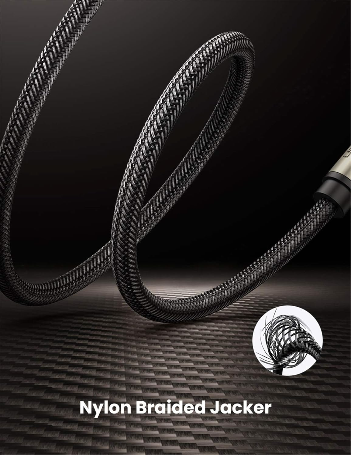 UGREEN 1/4 Inch Guitar Cable Instrument Cable 6.35Mm Mono Jack TS Unbalanced Patch Speaker Cord Braided Straight Male Amp Cord Zinc Alloy Casing Compatible with Electric Guitar Bass Keyboard, 3M image number 1