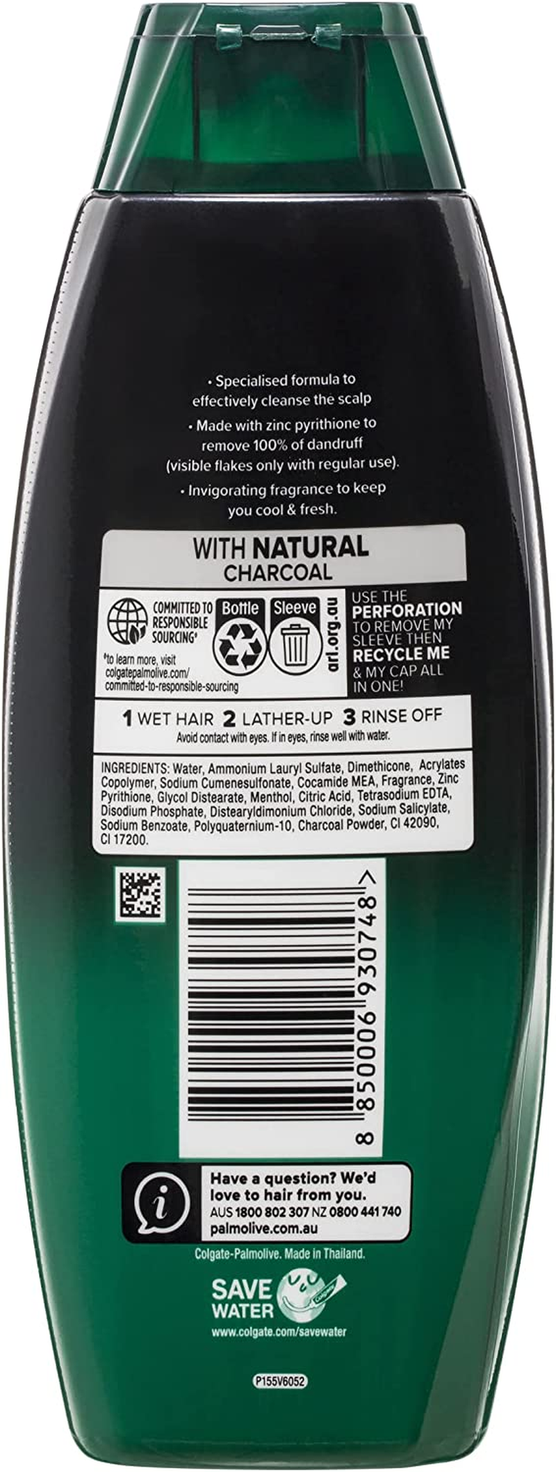 Palmolive Men 2 in 1 Hair Shampoo and Conditioner, 350Ml, with Natural Charcoal, Deep Clean and anti Dandruff (Pack of 2) image number 1