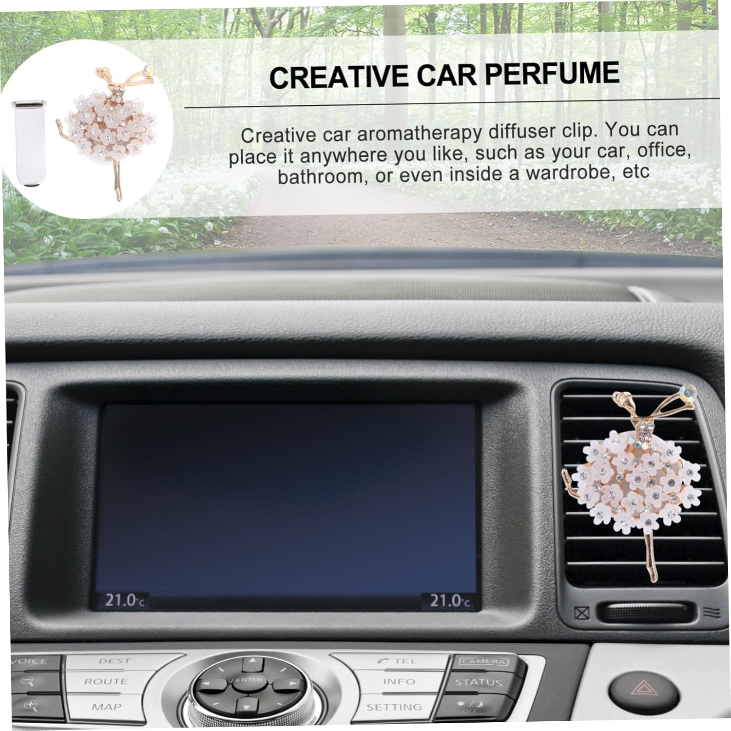 Totority Ballerina Girl Car Air Freshener Clip Creative White Car Aromatherapy Diffuser for Women Stylish Vent Freshener image number 4