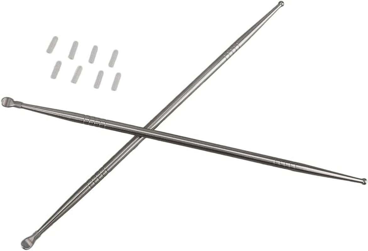 Airgoesin 2Pcs 7" Long Stainless Steel Oral Care Pick Remover Premium Tool for Oral Throat Cleaner to Get Rid of Bad Breath with 10 Silicone Caps for Breath Freshening Oral Hygiene image number 2