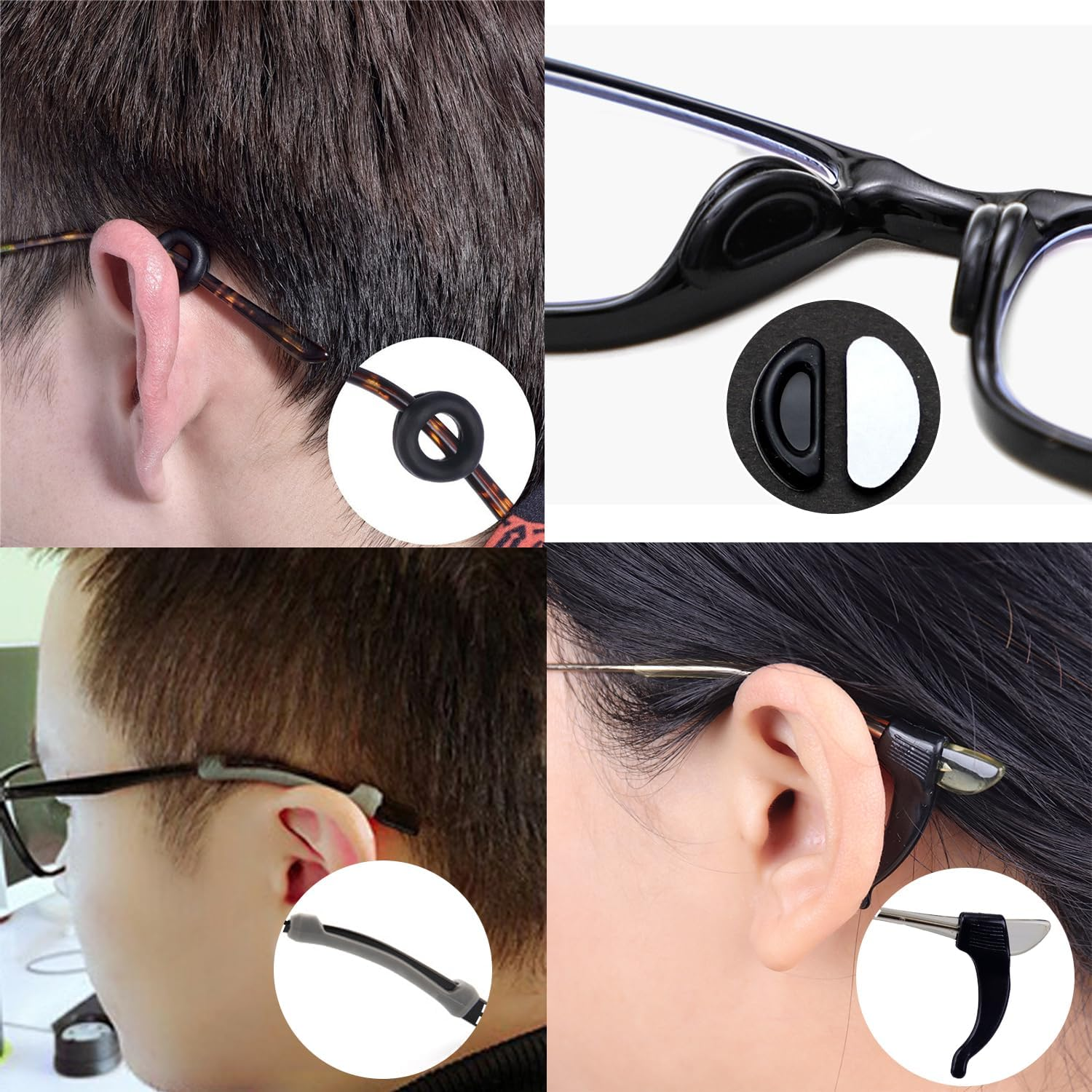 Taicols Eyeglass Nose Pads, 28 Pcs Eyeglass Retainer Grips Holder, Eyeglass Ear Grip, Eyeglass Ear Cushions Temple Tips Eyeglass Strap Eyeglass Pads Eyeglass Ear Hooks Eyeglasses Temple Tips Sleeve image number 5