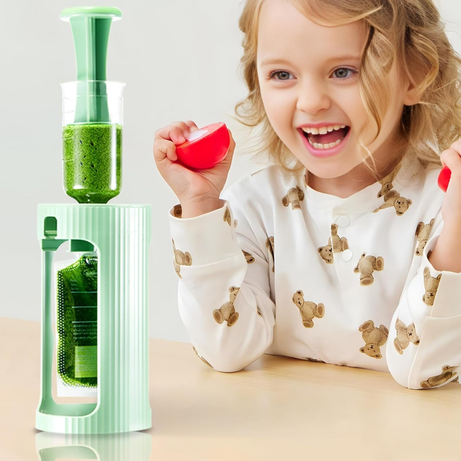 No Squeeze Pouch Holder, Small Portable Puree Squeezer, Reusable Food Pouches Refillable Kit, Portable Small Fruit Squeeze Puree Filler for Homemade Kids Food image number 1