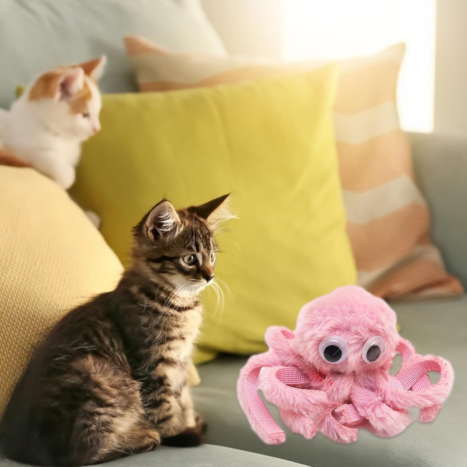 Cartoon Octopus Cat Teething Toys - Octopus Chew Toy, Cartoon Cat Toy | Soft Pet Toy Octopus Catnip Toy, Soft Pet Toy Kitten Chew Toys, for Pet, Plush Cat Toys Kitten Teething Indoor Cata - Purple image number 5