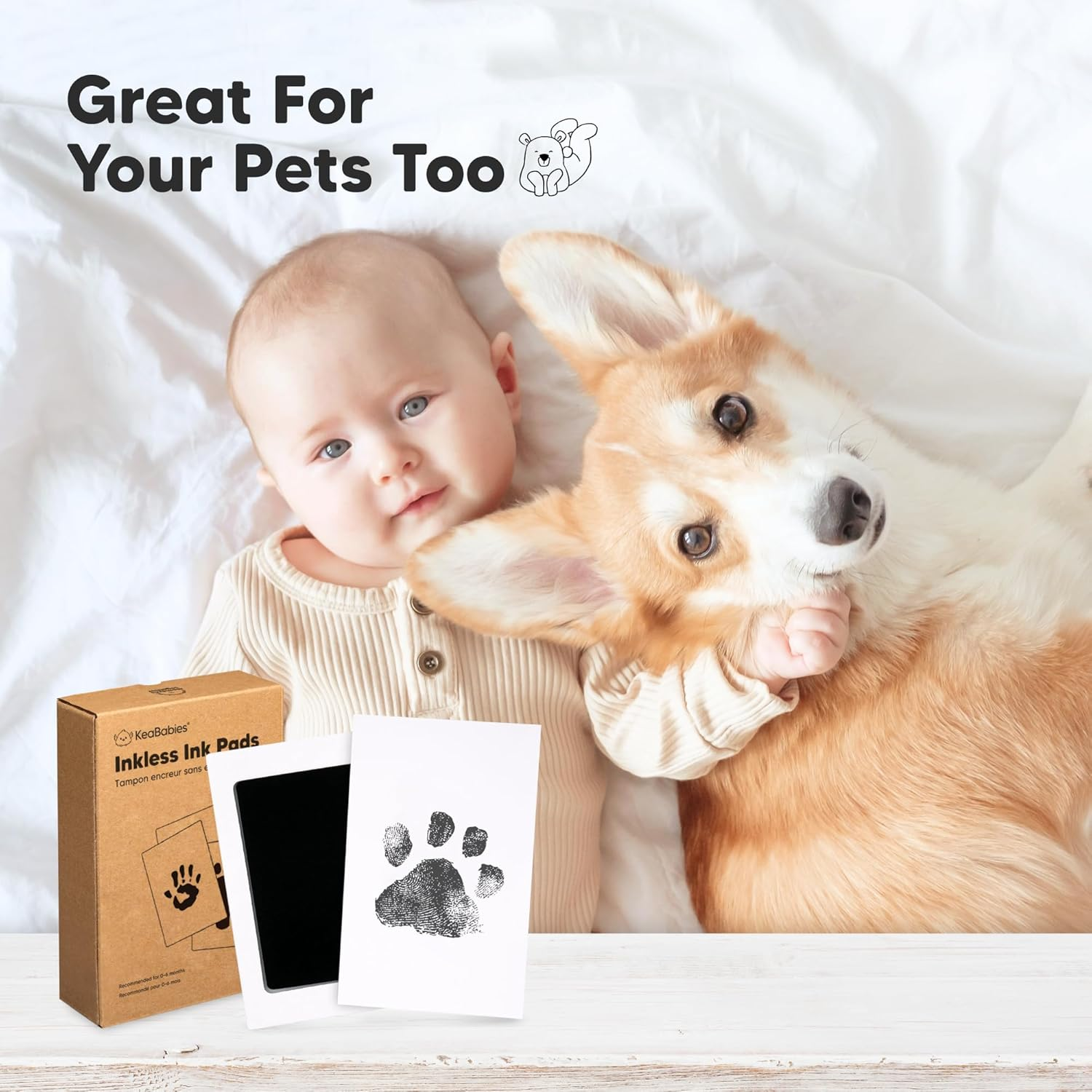 4-Pack Inkless Hand and Footprint Kit - Ink Pad for Baby Hand and Footprints - Dog Paw Print Kit, Dog Nose Print Kit - Baby Footprint Kit, Clean Touch Baby Foot Printing Kit, Handprint Kit (Jet Black) image number 6