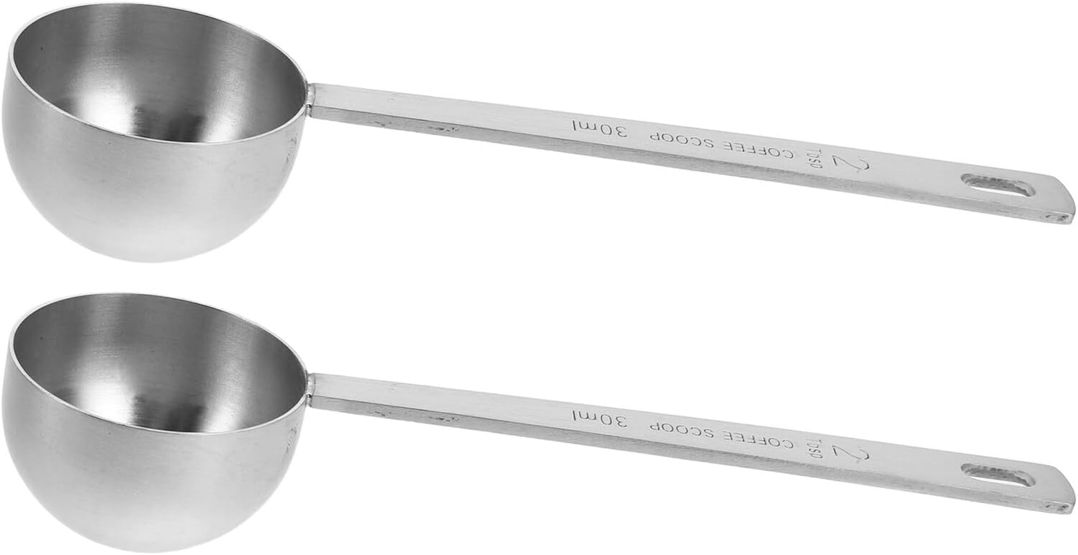 KICHOUSE 2Pcs Stainless Steel Measuring Spoons for Coffee Tea Leaves Accurate Graduated Scoop for Protein Powder Spices Baking and Dry Ingredients Kitchen Tool image number 6