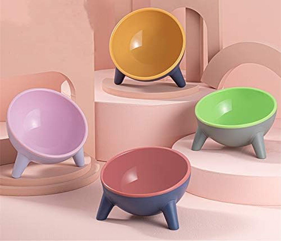 Cat and Dog Bowls, Stable Stand Multi-Purpose 15 Oz Large Capacity Wide Pet Dish, 15&deg;Tilted Pet Bowls, Dishwasher Safe, Shallow Feeder Bowls Pet Water Bowl for Small Dogs and Cats (Green) - Green image number 4