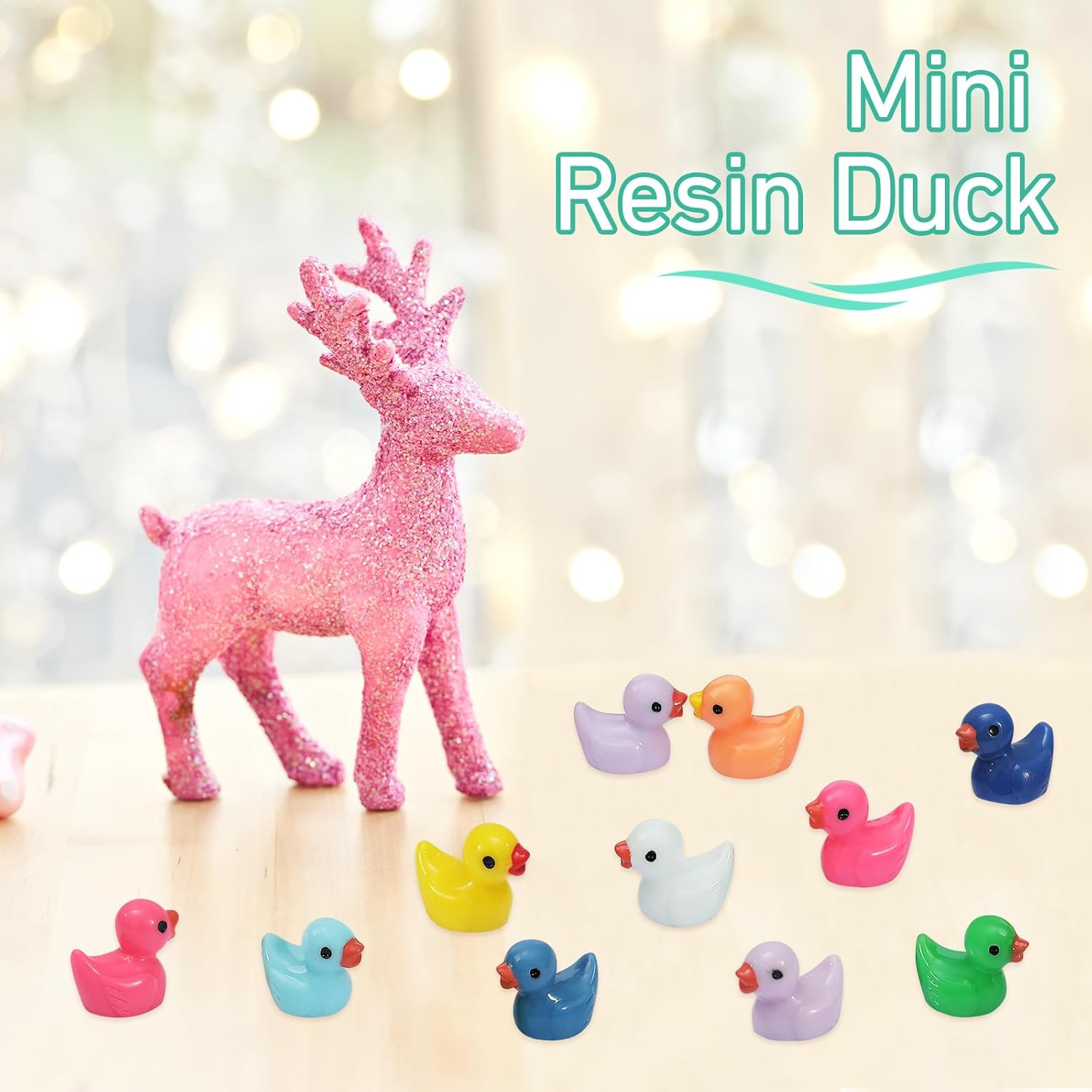 130 Pcs Mini Ducks,Bulk Multicolor Resin Duck Figurines for Miniature Landscape Garden Aquarium Potted Ornament Accessories Home Hide Prank Game Dollhouse Decor Office Decompression School Activity image number 4