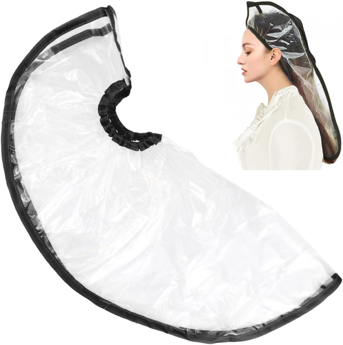 FERCAISH Hair Funnel for Upright Shampooing, Foldable Funnel Rinse Shampoo Washing Tool for Home Salon Hair Shampoo Washing Rinse Cape Accessory(Black) image number 5