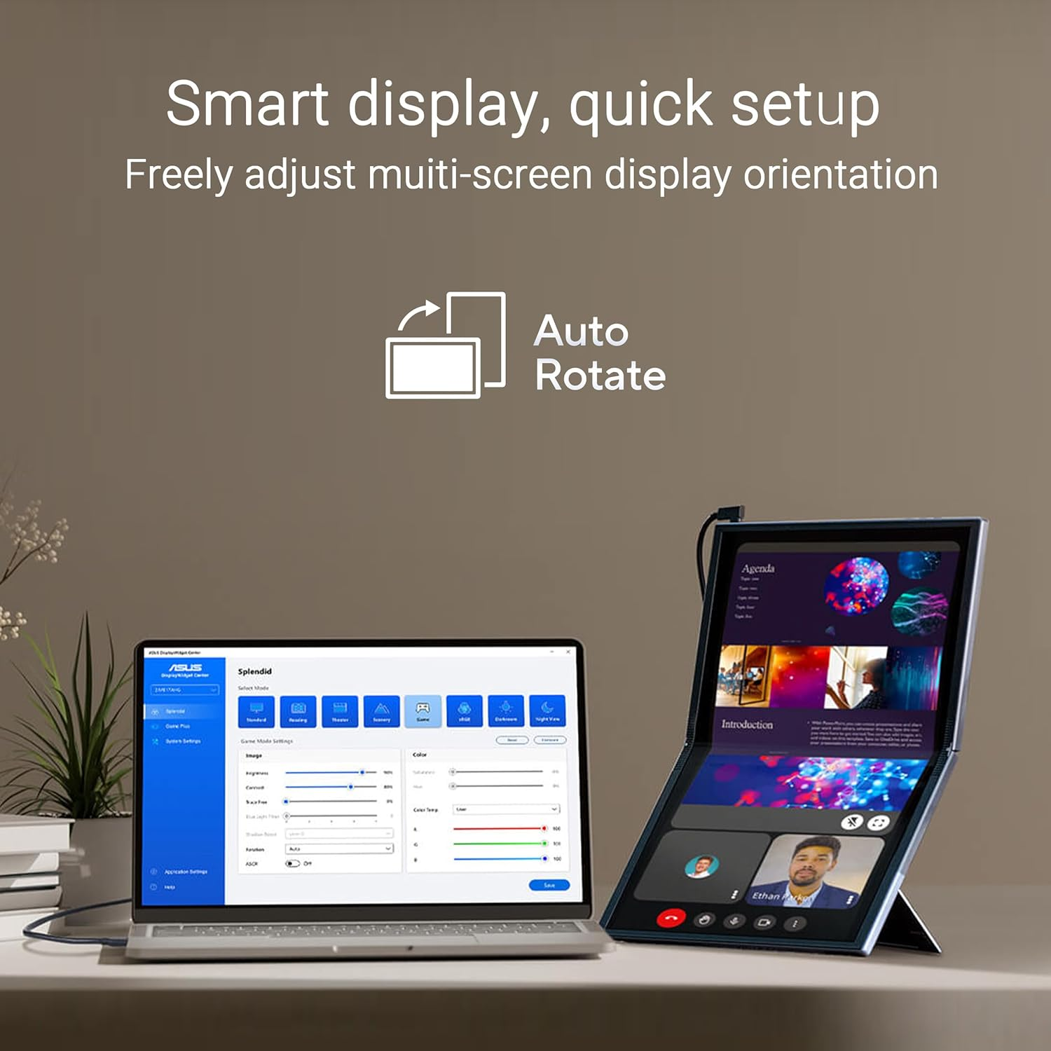 ASUS Zenscreen Fold OLED 17.3&rdquo; 1440P USB-C Portable Monitor (MQ17QH) &ndash; QHD (2560X1920), Water-Drop Hinge, Displayhdr500 True Black, 100% DCI-P3, Mini-Hdmi, Tripod Hole, Kickstand, FSC, 3 Yr Warranty