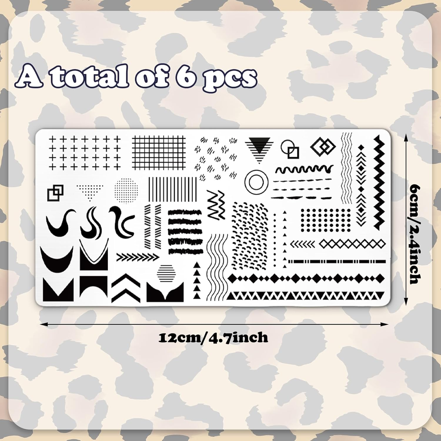 Whaline 6Pcs Animal Print Nail Plates Stamping Set Leopard Print Stamp Templates Nail Art Plates for DIY Print Manicure Salon Design Gift image number 6